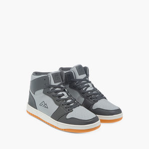 Oaklan by Shoexpress Panelled High Cut Sneakers with Lace-Up Closure-men-shoes-image-1