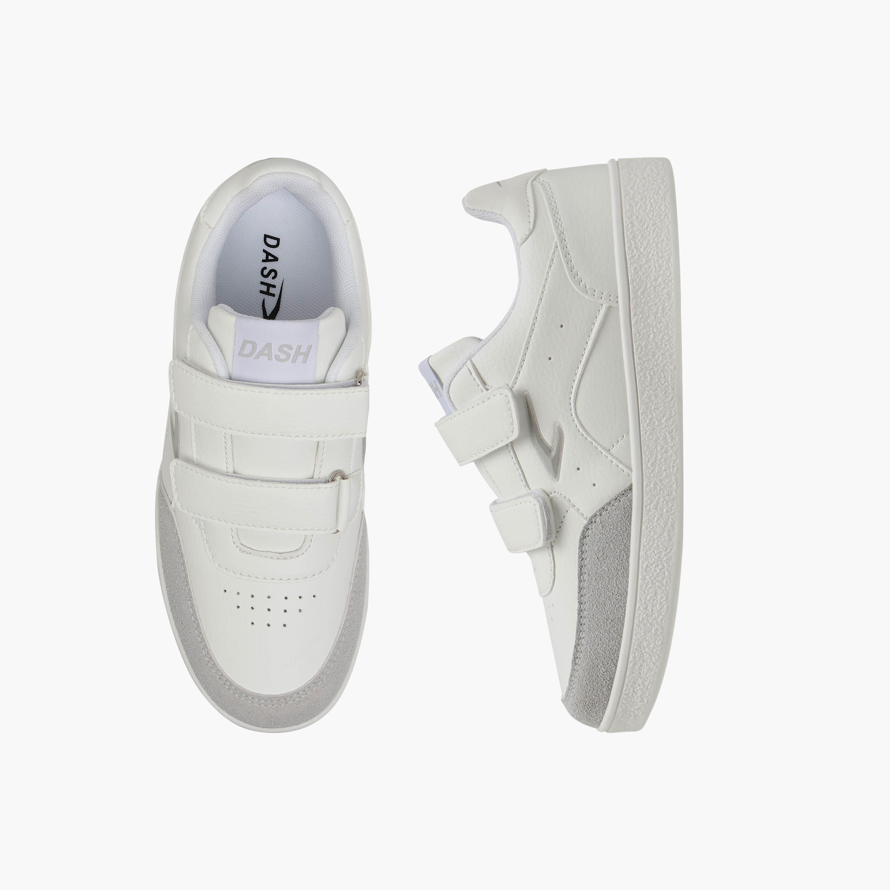 Dash Logo Detail Sneakers with Hook and Loop Closure-boys-shoes-schoolshoes-image-1