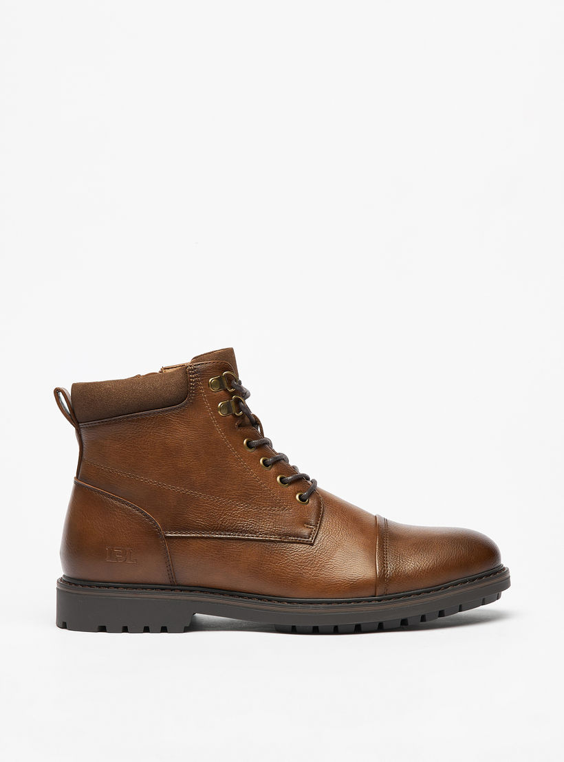 LBL By Shoexpress Textured Chukka Boots with Zip Closure-men-shoes-boots-image-3