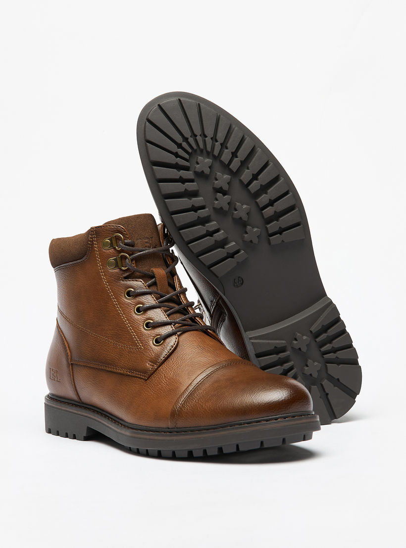 LBL By Shoexpress Textured Chukka Boots with Zip Closure-men-shoes-boots-image-4