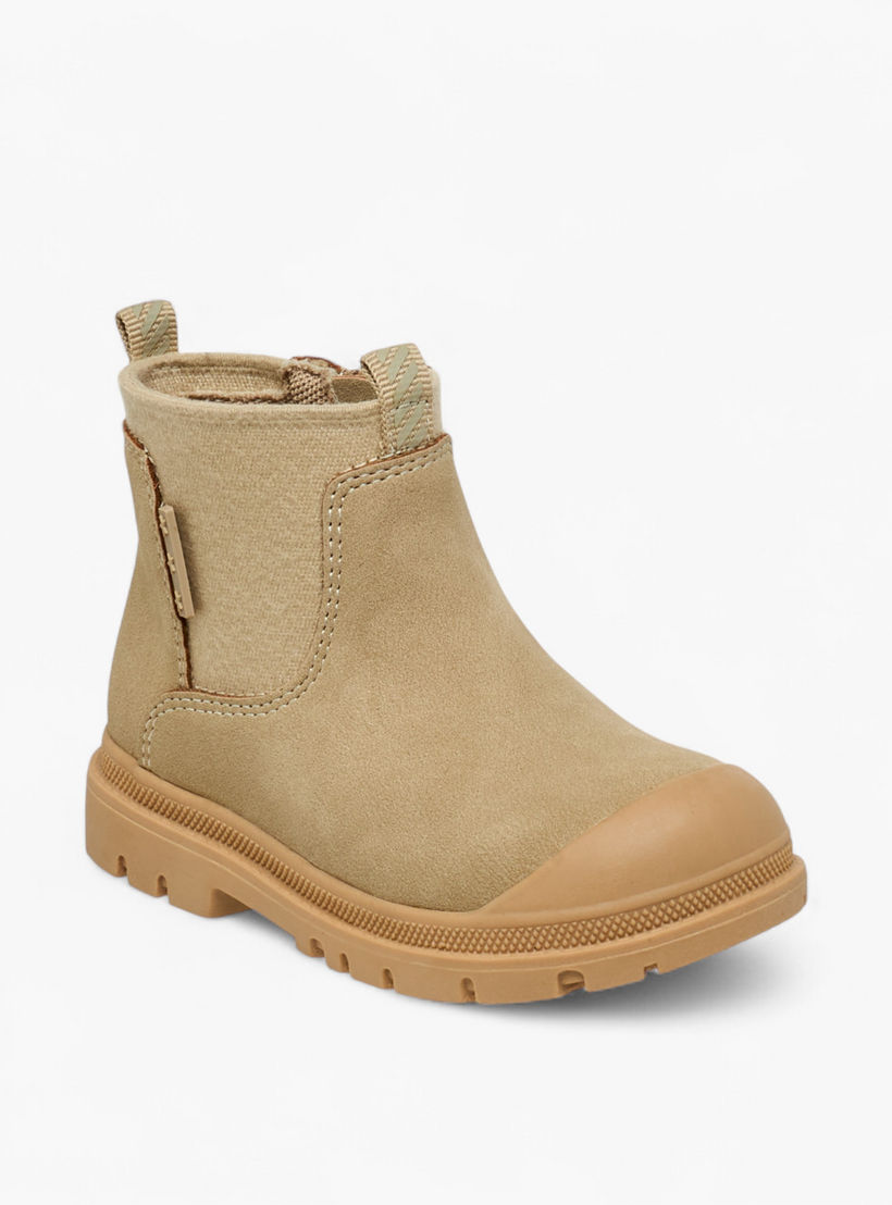 Barefeet Panelled High Top Ankle Boots with Zip Closure-boys-shoes-boots-image-2