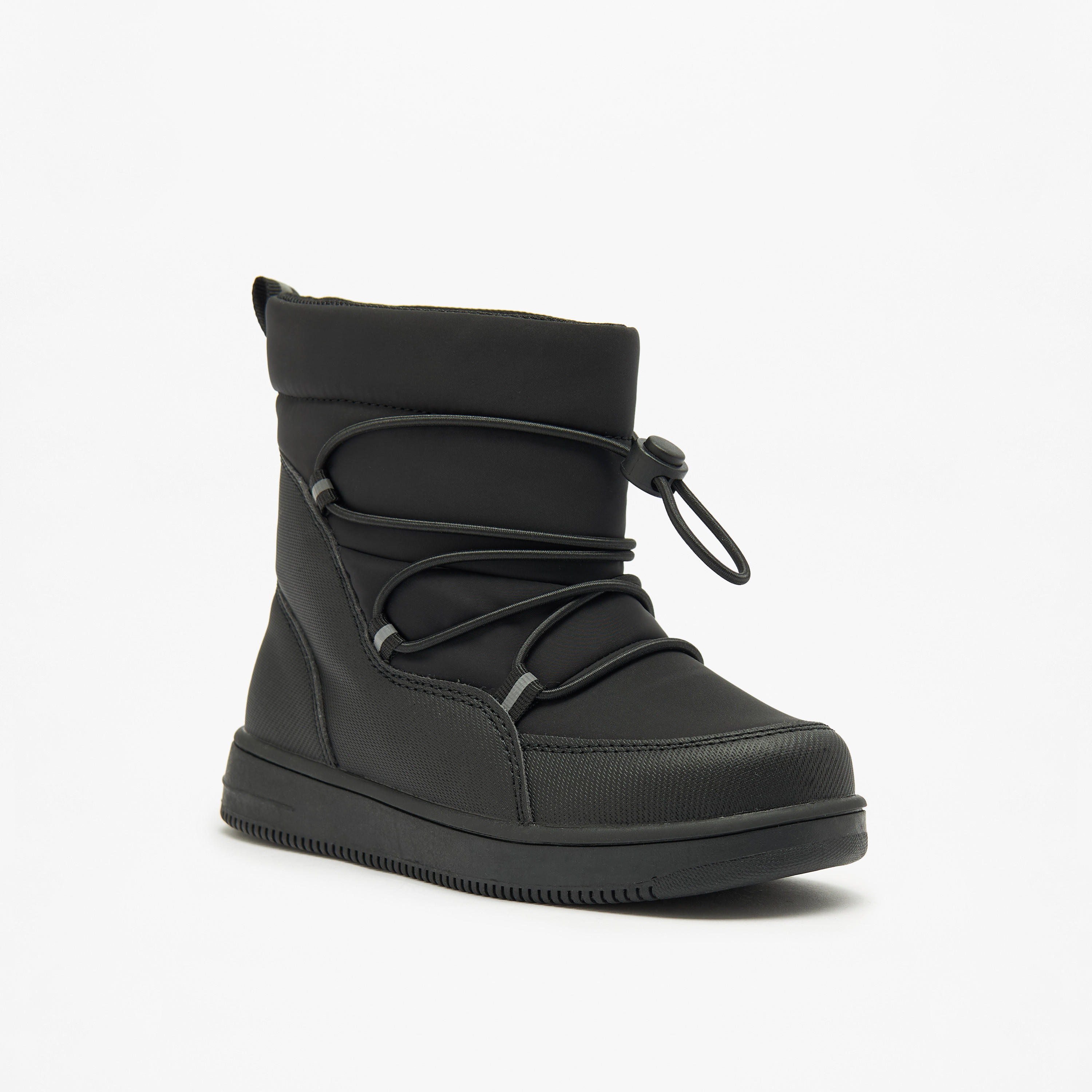 Juniors Solid High Cut Slip-On Boots with Drawstring Detail-boys-shoes-boots-image-1