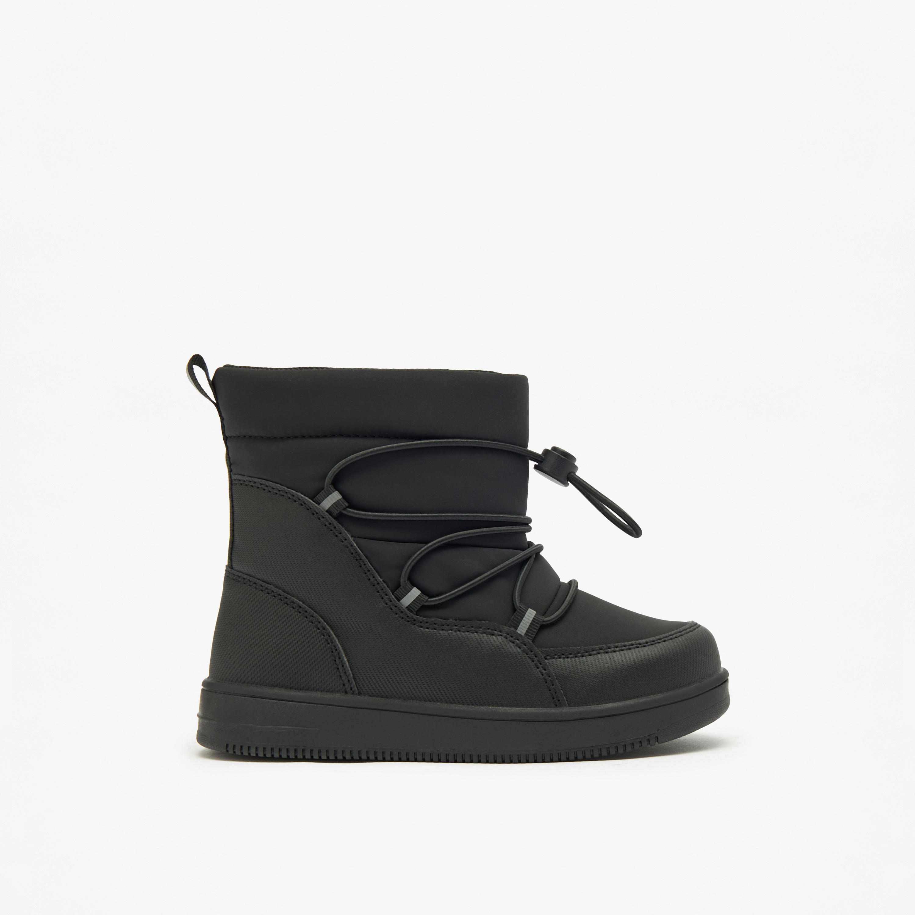 Juniors Solid High Cut Slip-On Boots with Drawstring Detail-boys-shoes-boots-image-3
