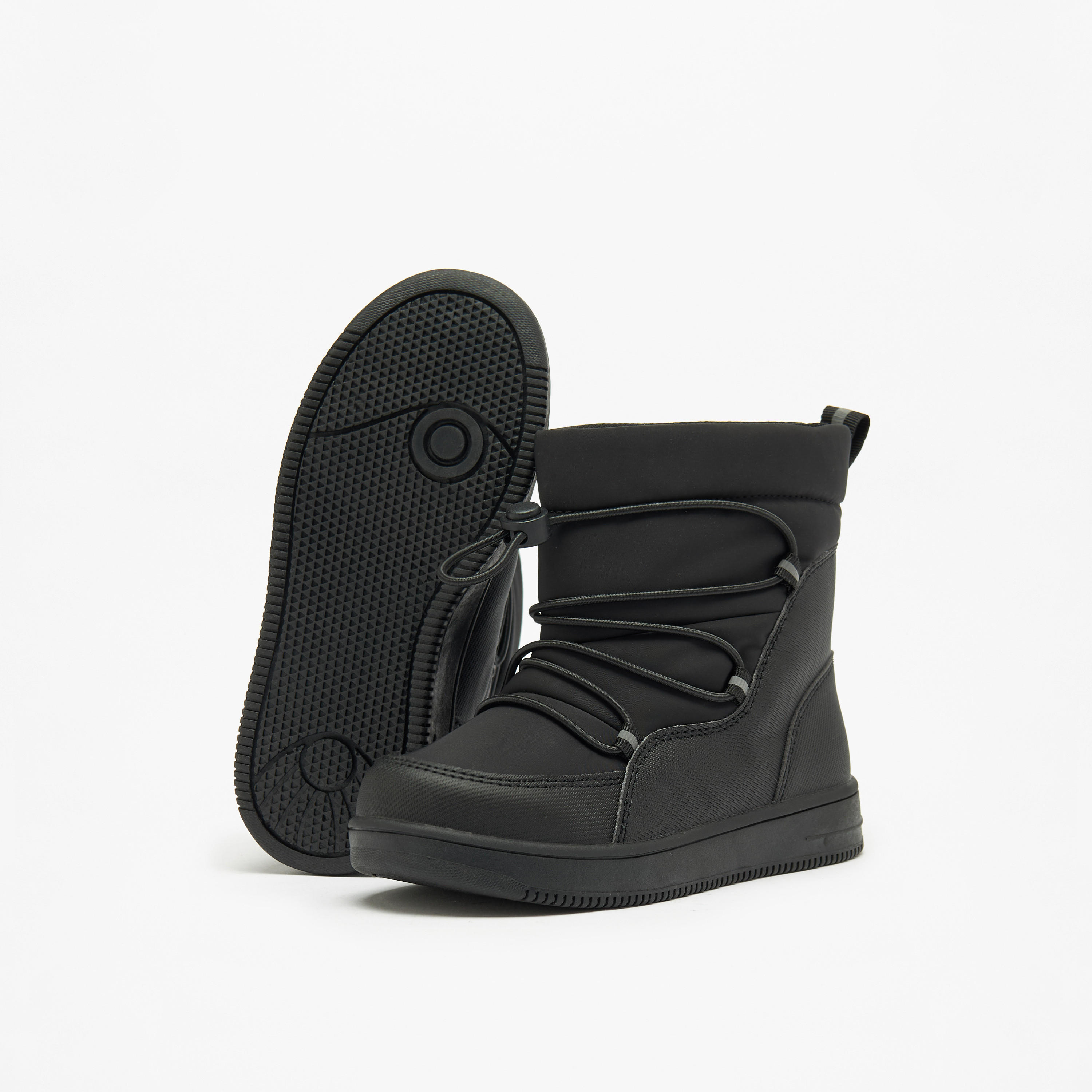 Juniors Solid High Cut Slip-On Boots with Drawstring Detail-boys-shoes-boots-image-5