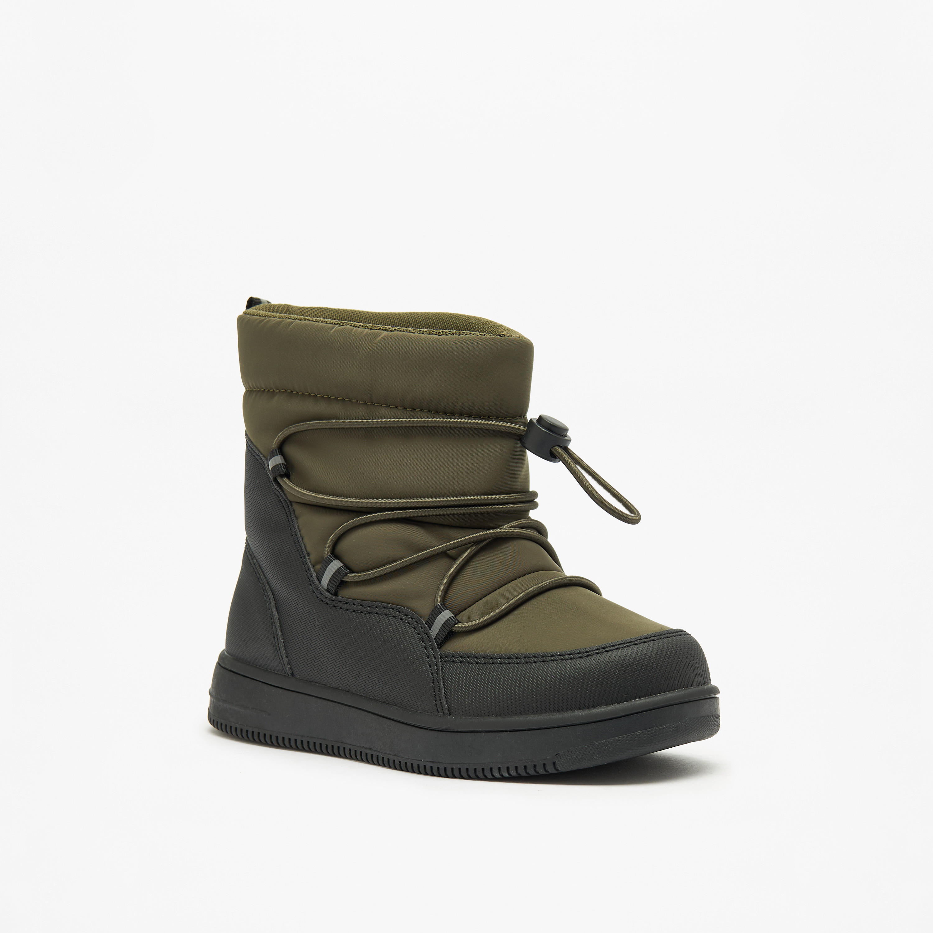 بوت سهل الارتداء سادة بقصة عالية مع تفاصيل رباط من جونيورز-boys-shoes-boots-image-1