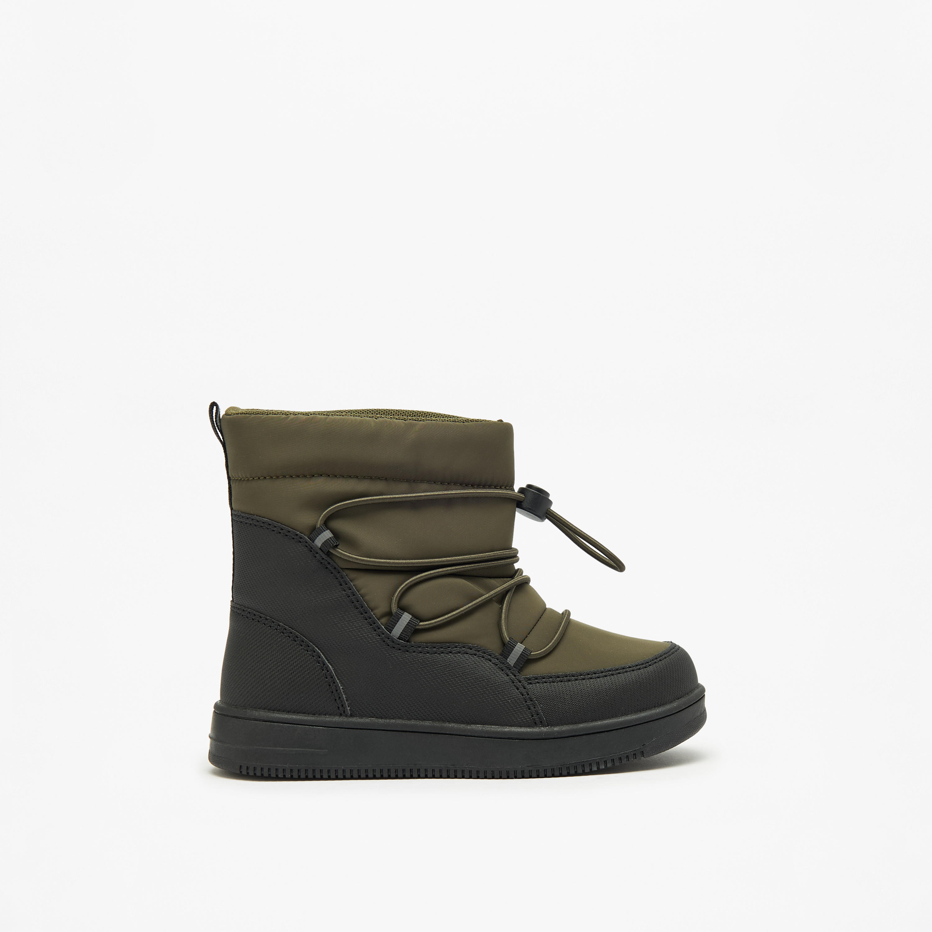 بوت سهل الارتداء سادة بقصة عالية مع تفاصيل رباط من جونيورز-boys-shoes-boots-image-3
