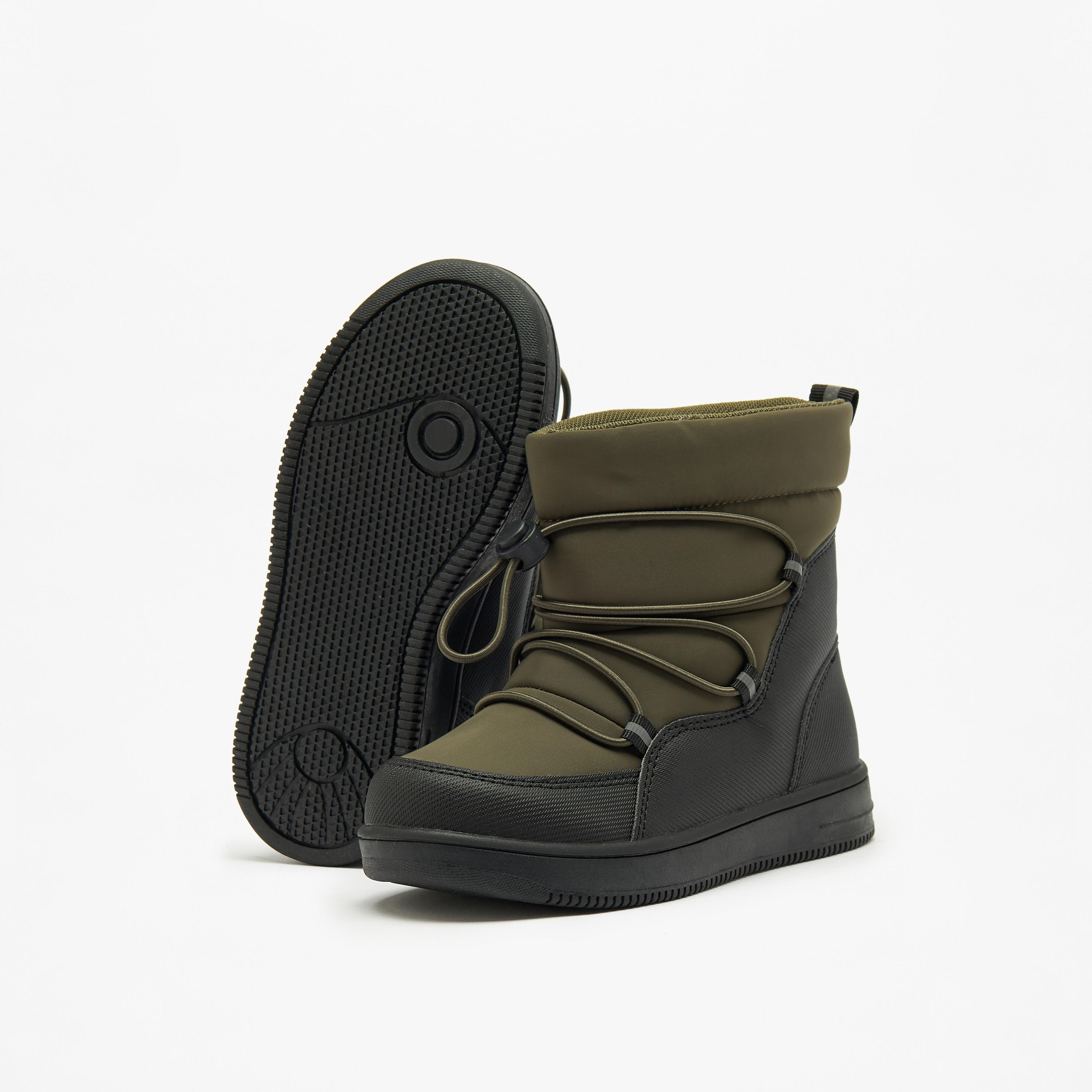 بوت سهل الارتداء سادة بقصة عالية مع تفاصيل رباط من جونيورز-boys-shoes-boots-image-5