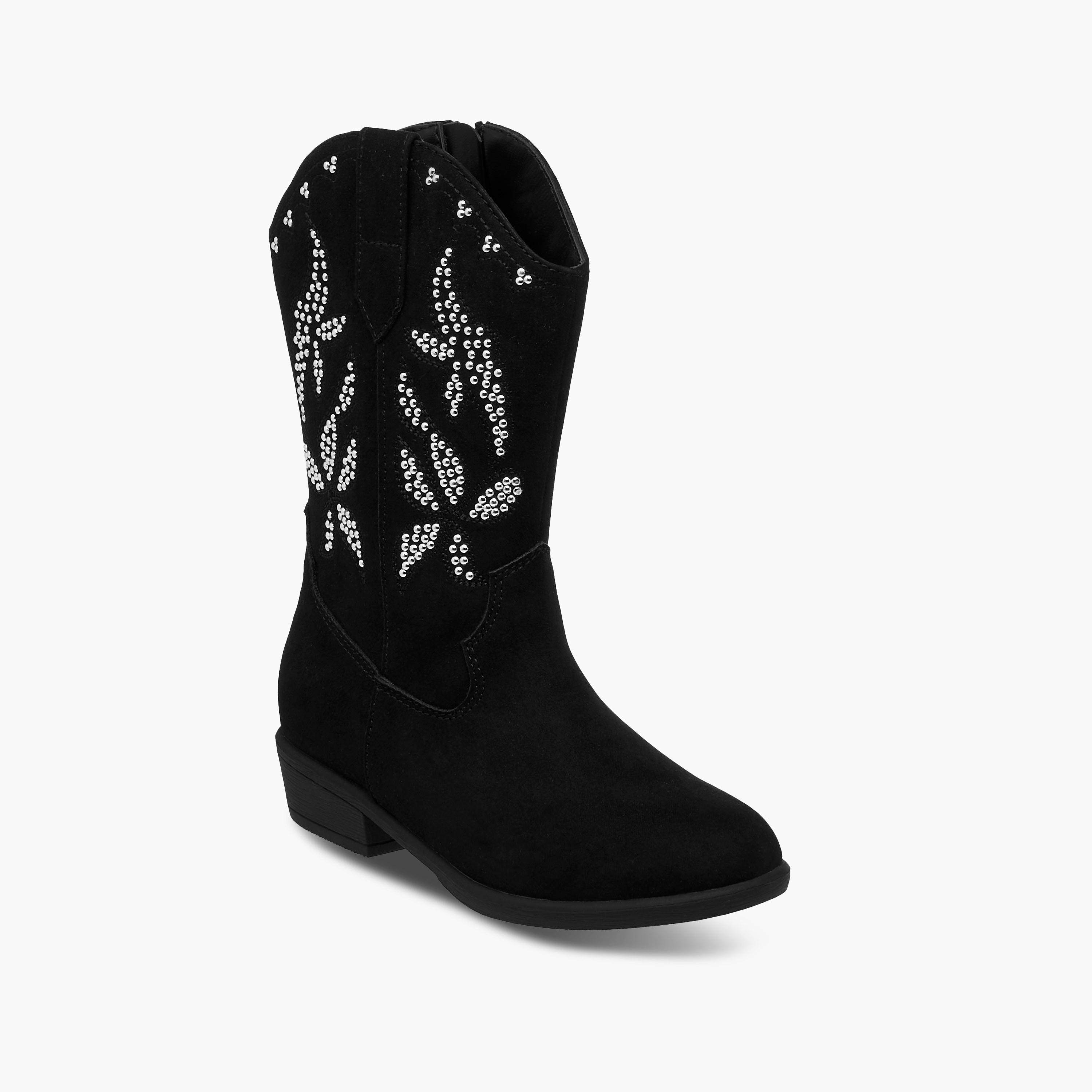 بوت مزين بقصة عالية وسحاب إغلاق من ليتل ميسي-girls-shoes-boots-image-2