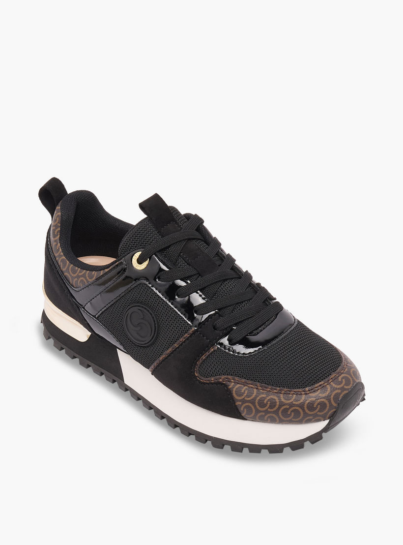 حذاء سنيكرز طول الكاحل بطبعات مونوجرام ورباط للنساء من سيلست-women-shoes-sneakers-image-2