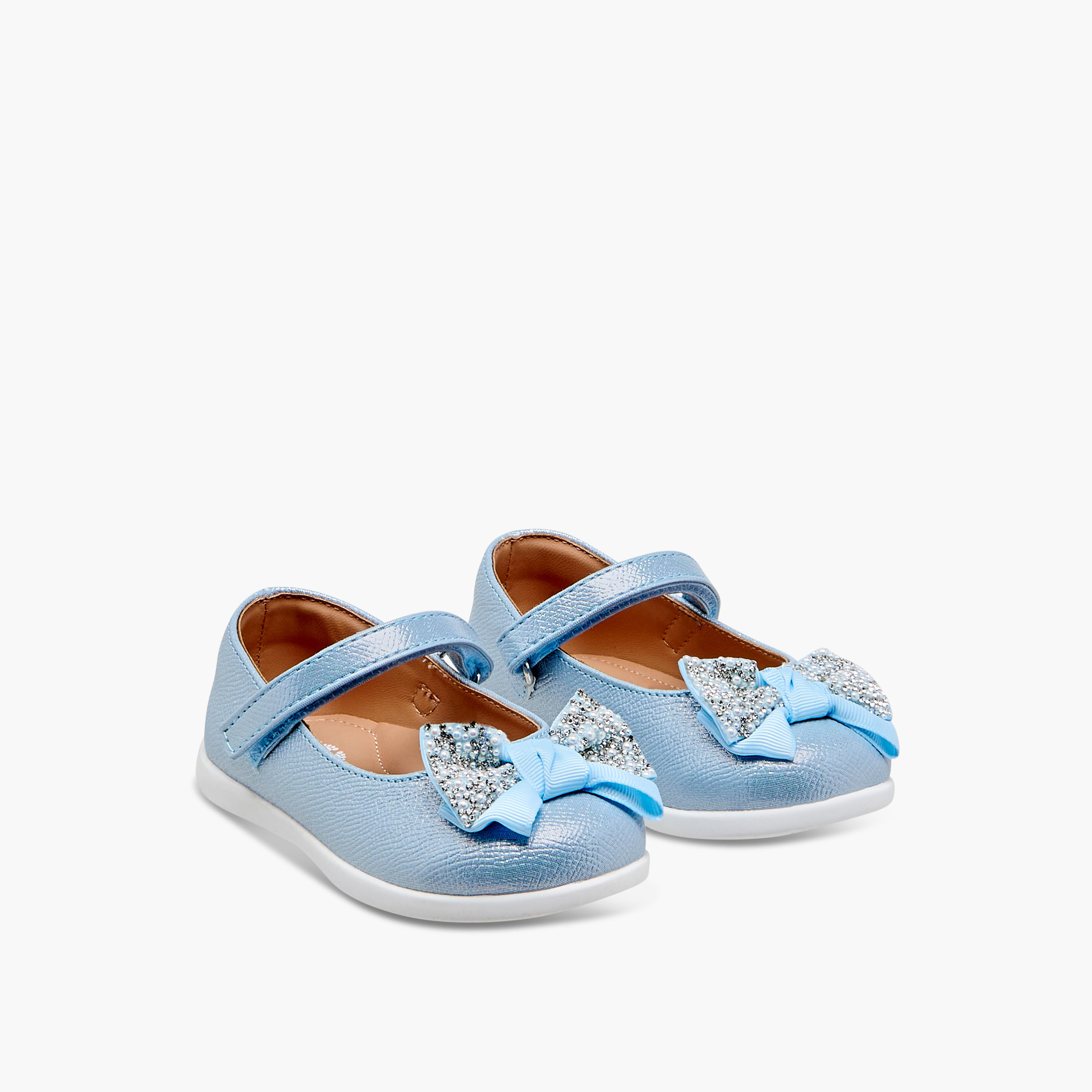 حذاء ماري جين مزين بفيونكة وشريط إغلاق لاصق من بيرفيت-girls-shoes-maryjanes-image-1