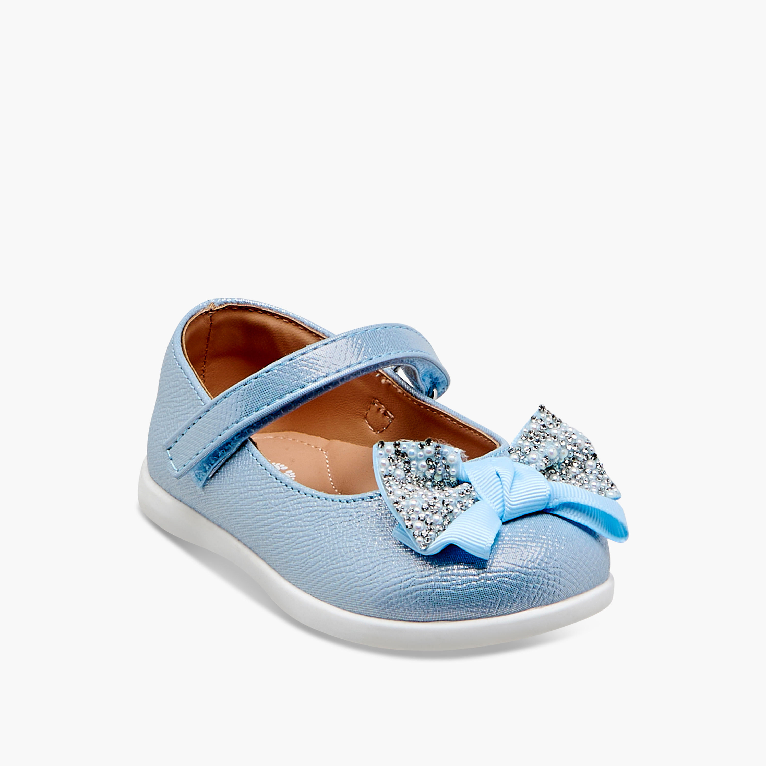 حذاء ماري جين مزين بفيونكة وشريط إغلاق لاصق من بيرفيت-girls-shoes-maryjanes-image-2