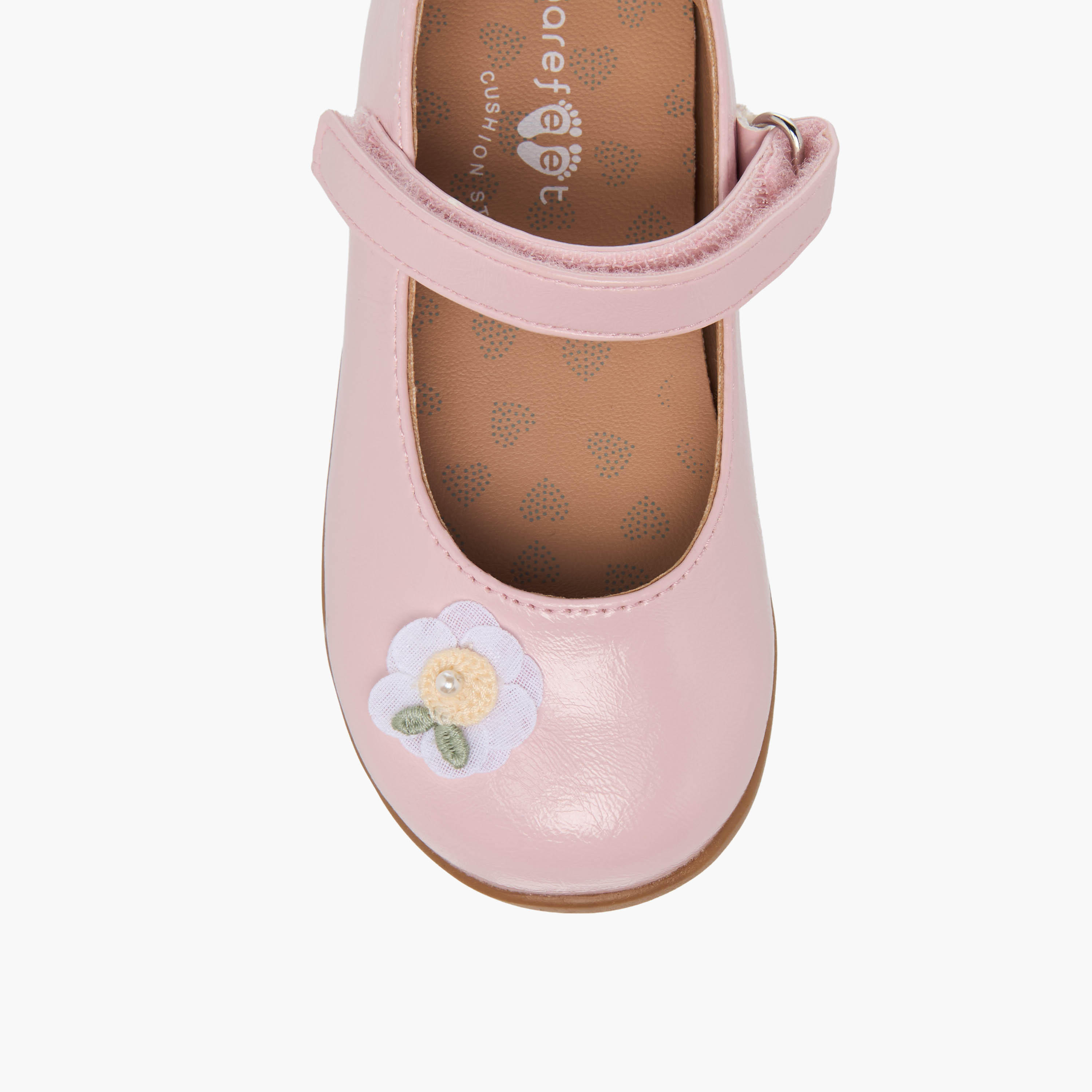 حذاء ماري جين بشريط إغلاق لاصق وزخارف زهور للبنات من بيرفيت-girls-shoes-maryjanes-image-4