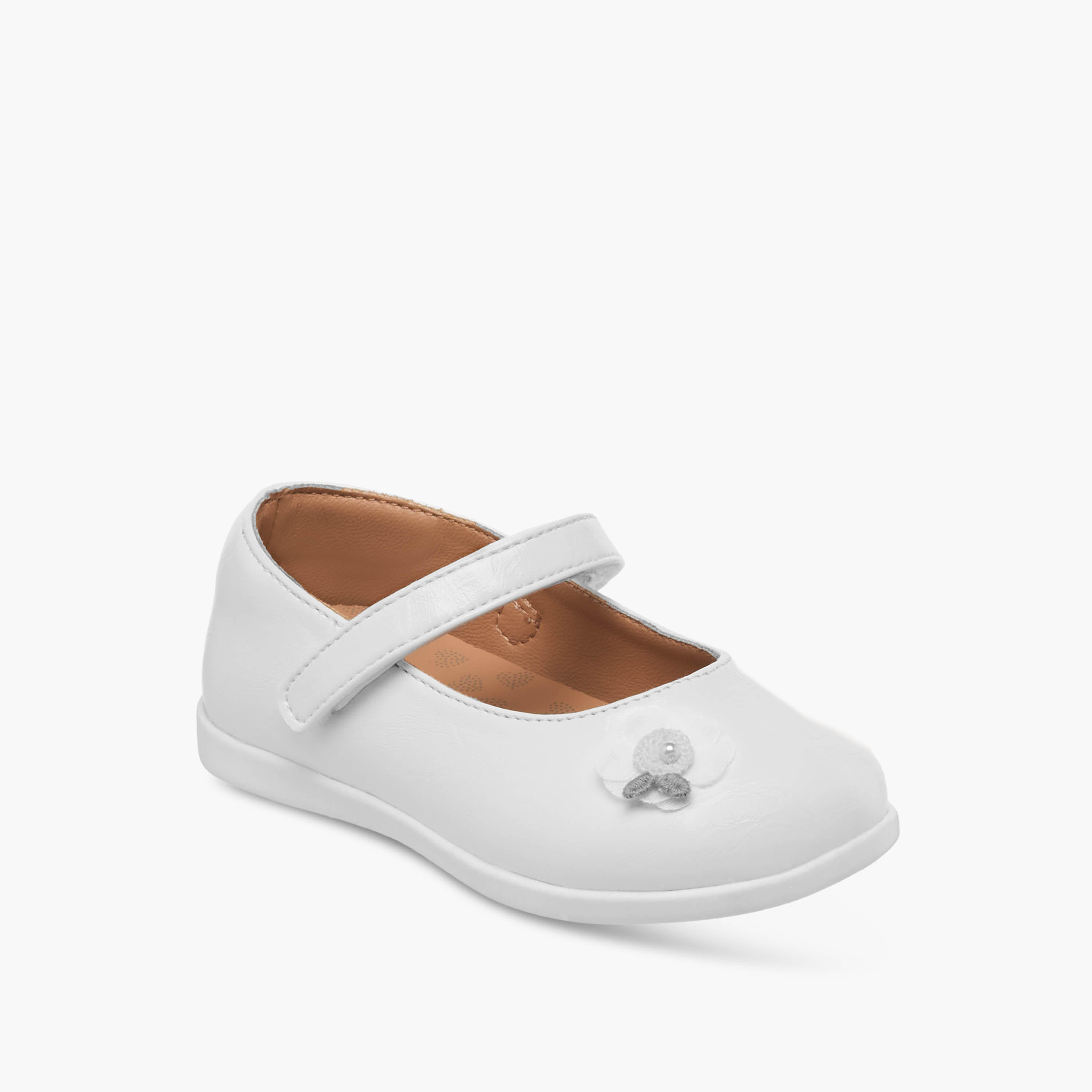 حذاء ماري جين بشريط إغلاق لاصق وزخارف زهور للبنات من بيرفيت-girls-shoes-maryjanes-image-2