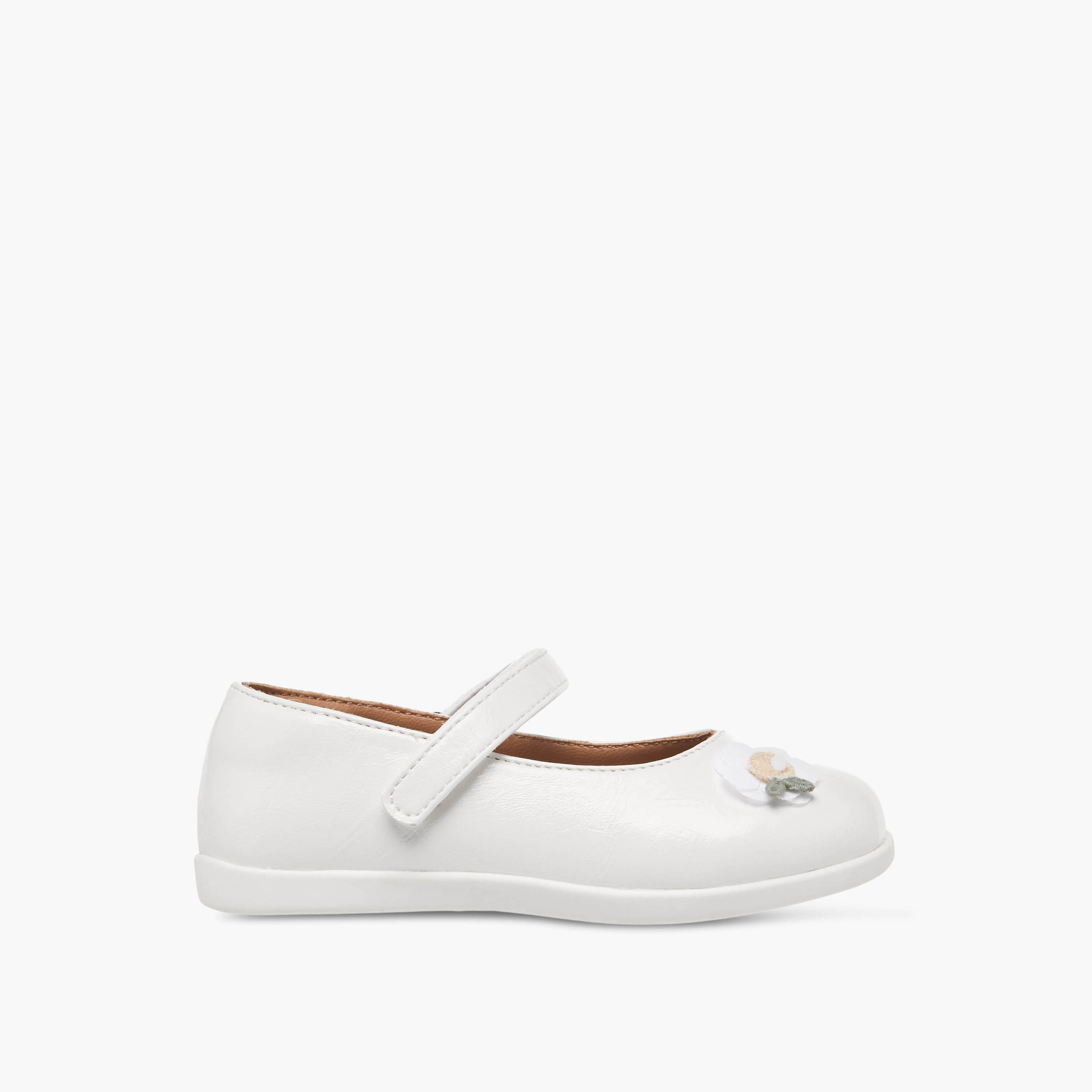 حذاء ماري جين بشريط إغلاق لاصق وزخارف زهور للبنات من بيرفيت-girls-shoes-maryjanes-image-3