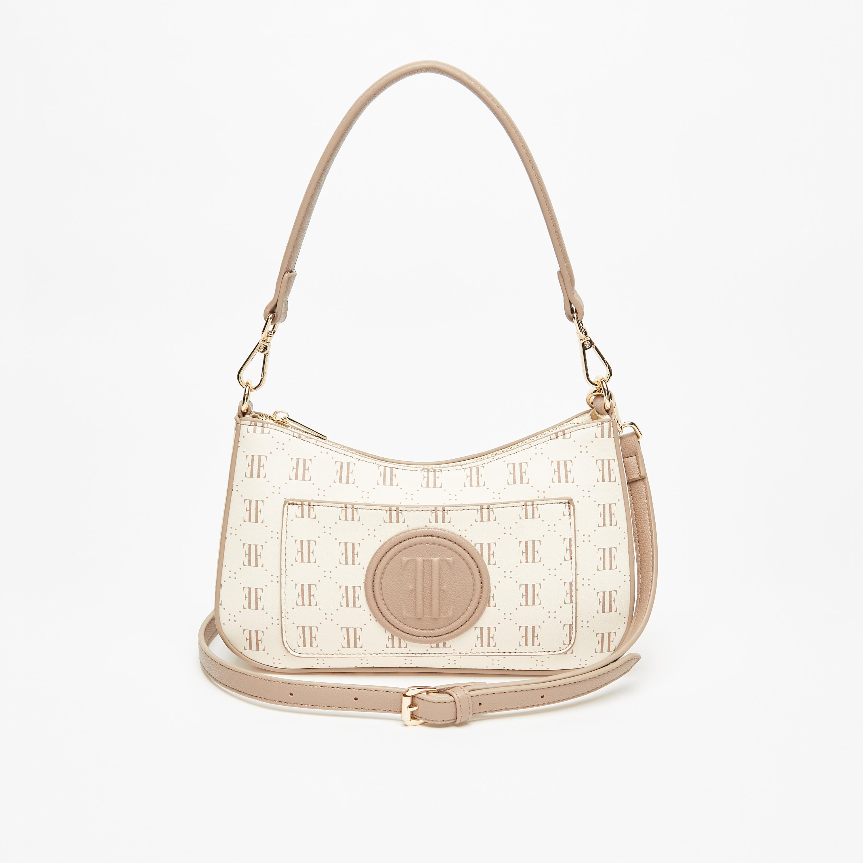 Elle All-Over Printed Shoulder Bag with Detachable Strap and Zip Closure-women-bagsandwallets-handbags-image-1