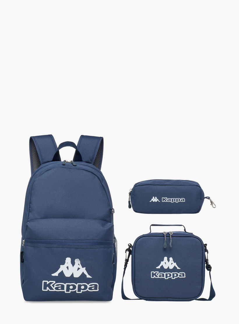 Kappa Logo Print Backpack with Lunch Bag and Pencil Case set-school-bagsandbackpacks-backpacks-image-1