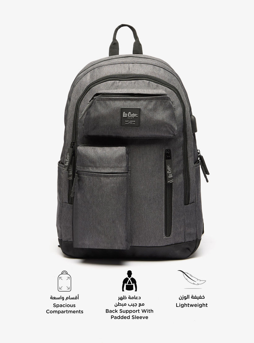 Lee Cooper Solid School Backpack with Adjustable Straps and Zip Closure - 32x15x47 cm-school-bagsandbackpacks-backpacks-image-4