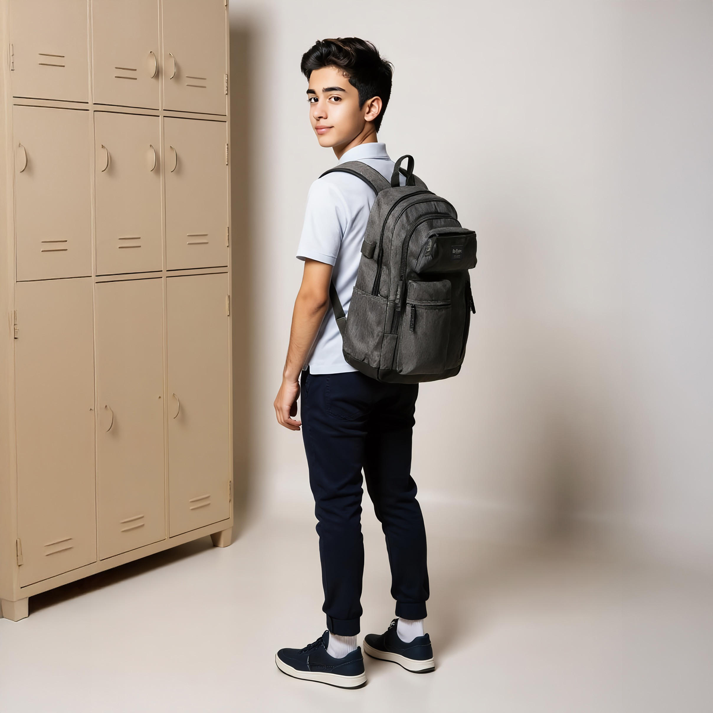 Lee Cooper Solid School Backpack with Adjustable Straps and Zip Closure - 32x15x47 cm-school-bagsandbackpacks-backpacks-image-2