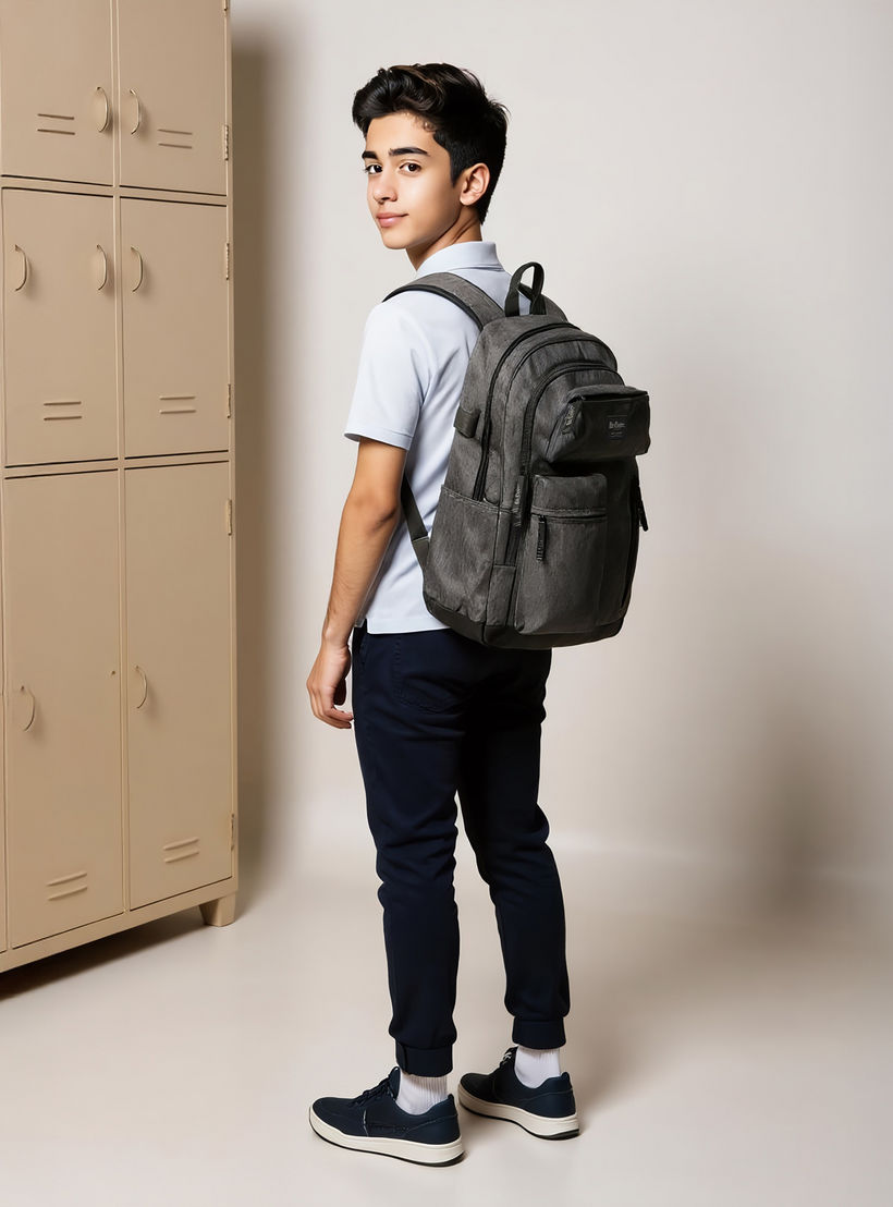 Lee Cooper Solid School Backpack with Adjustable Straps and Zip Closure - 32x15x47 cm-school-bagsandbackpacks-backpacks-image-2