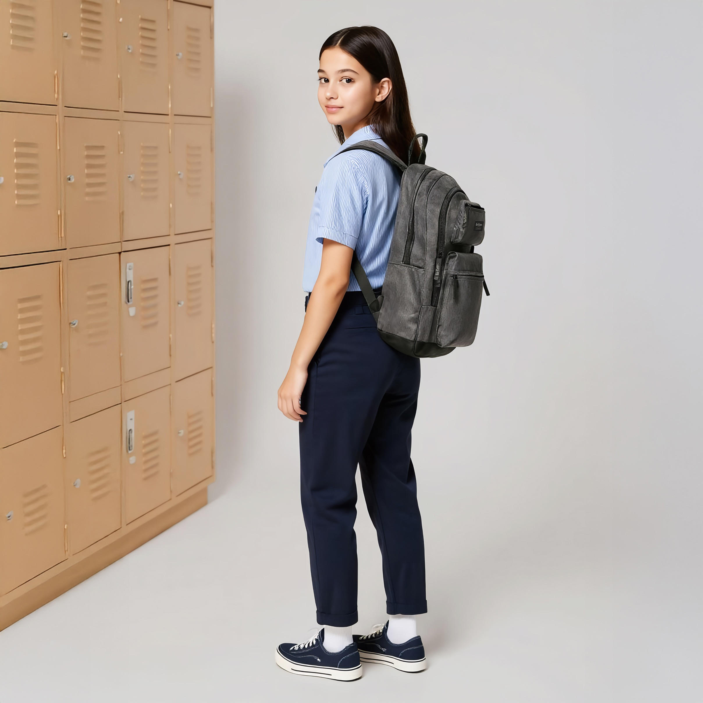 Lee Cooper Solid School Backpack with Adjustable Straps and Zip Closure - 32x15x47 cm-school-bagsandbackpacks-backpacks-image-3