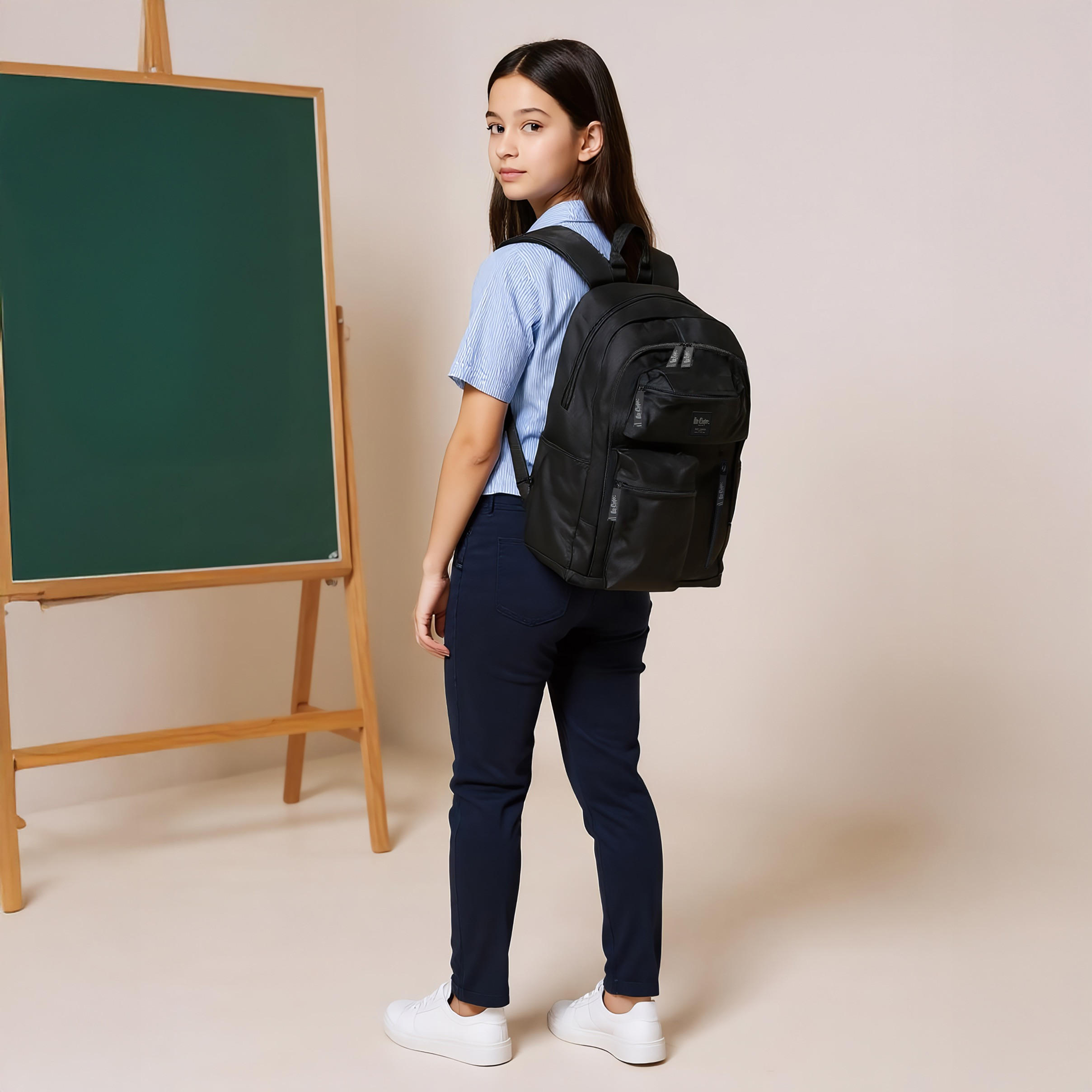Lee Cooper Solid School Backpack with Adjustable Straps and Zip Closure - 32x15x47 cm-school-bagsandbackpacks-backpacks-image-2