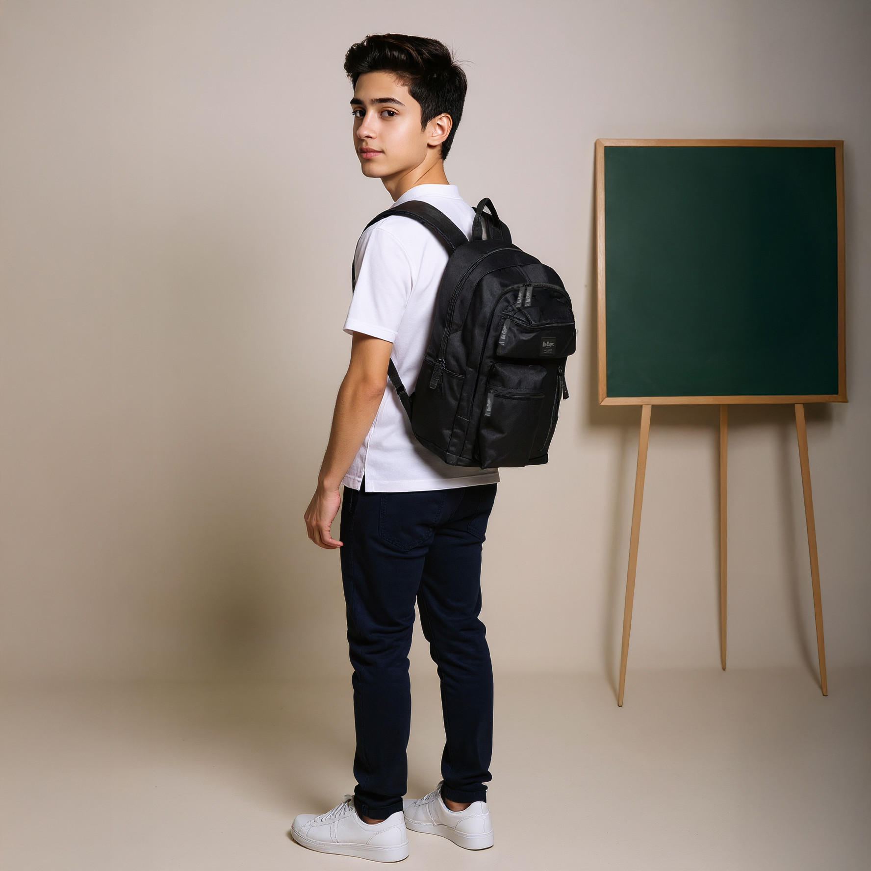 Lee Cooper Solid School Backpack with Adjustable Straps and Zip Closure - 32x15x47 cm-school-bagsandbackpacks-backpacks-image-3