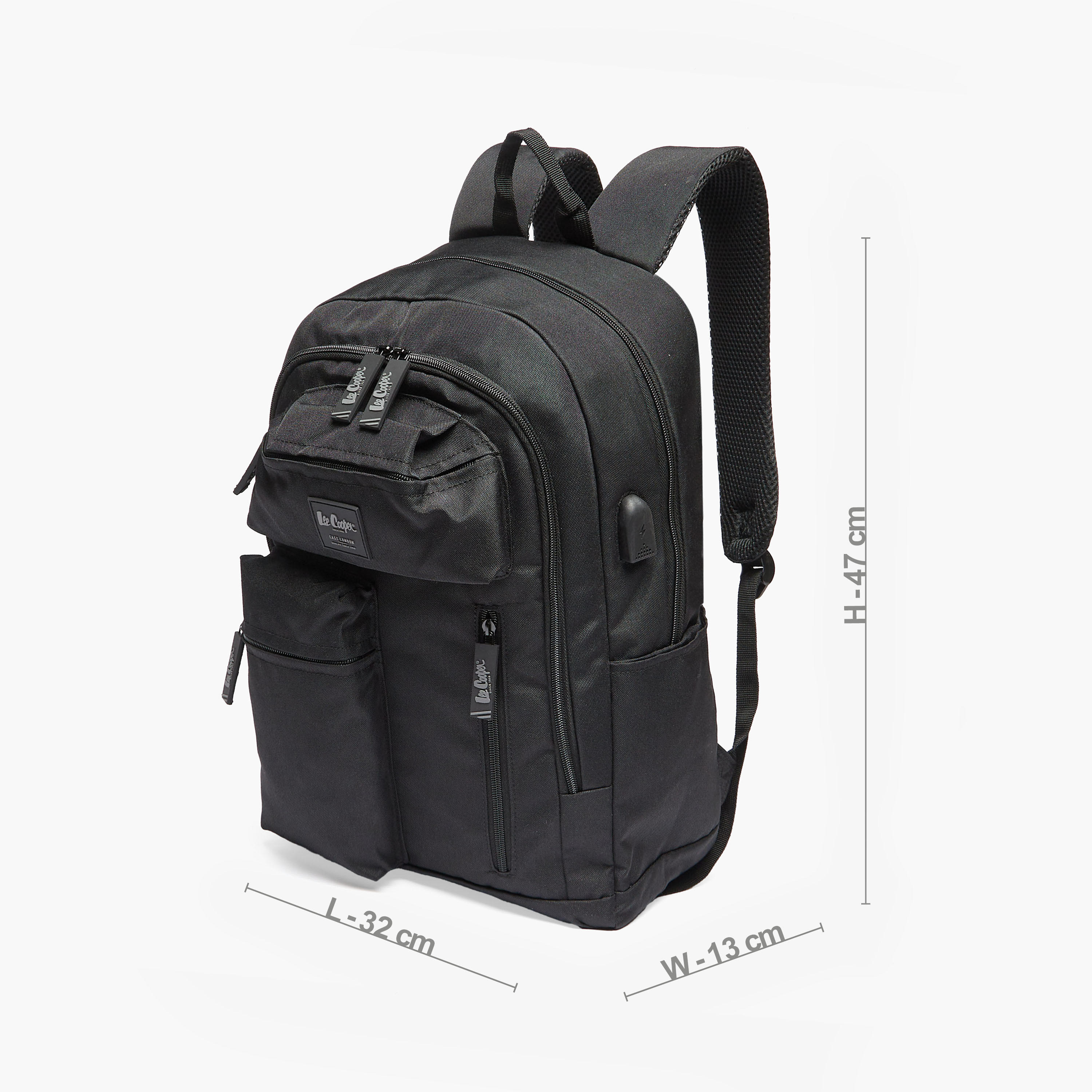 Lee Cooper Solid School Backpack with Adjustable Straps and Zip Closure - 32x15x47 cm-school-bagsandbackpacks-backpacks-image-4