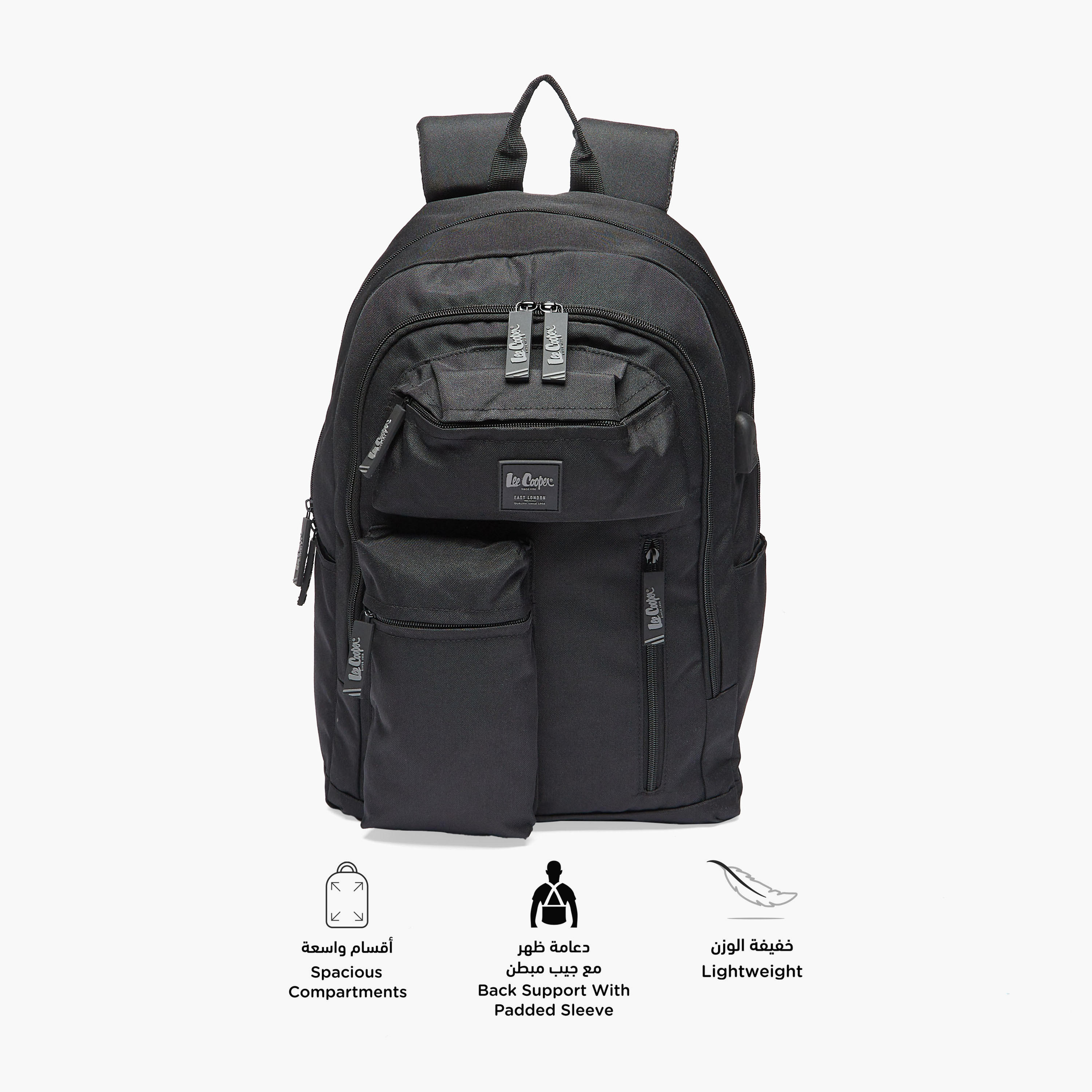 Lee Cooper Solid School Backpack with Adjustable Straps and Zip Closure - 32x15x47 cm-school-bagsandbackpacks-backpacks-image-6