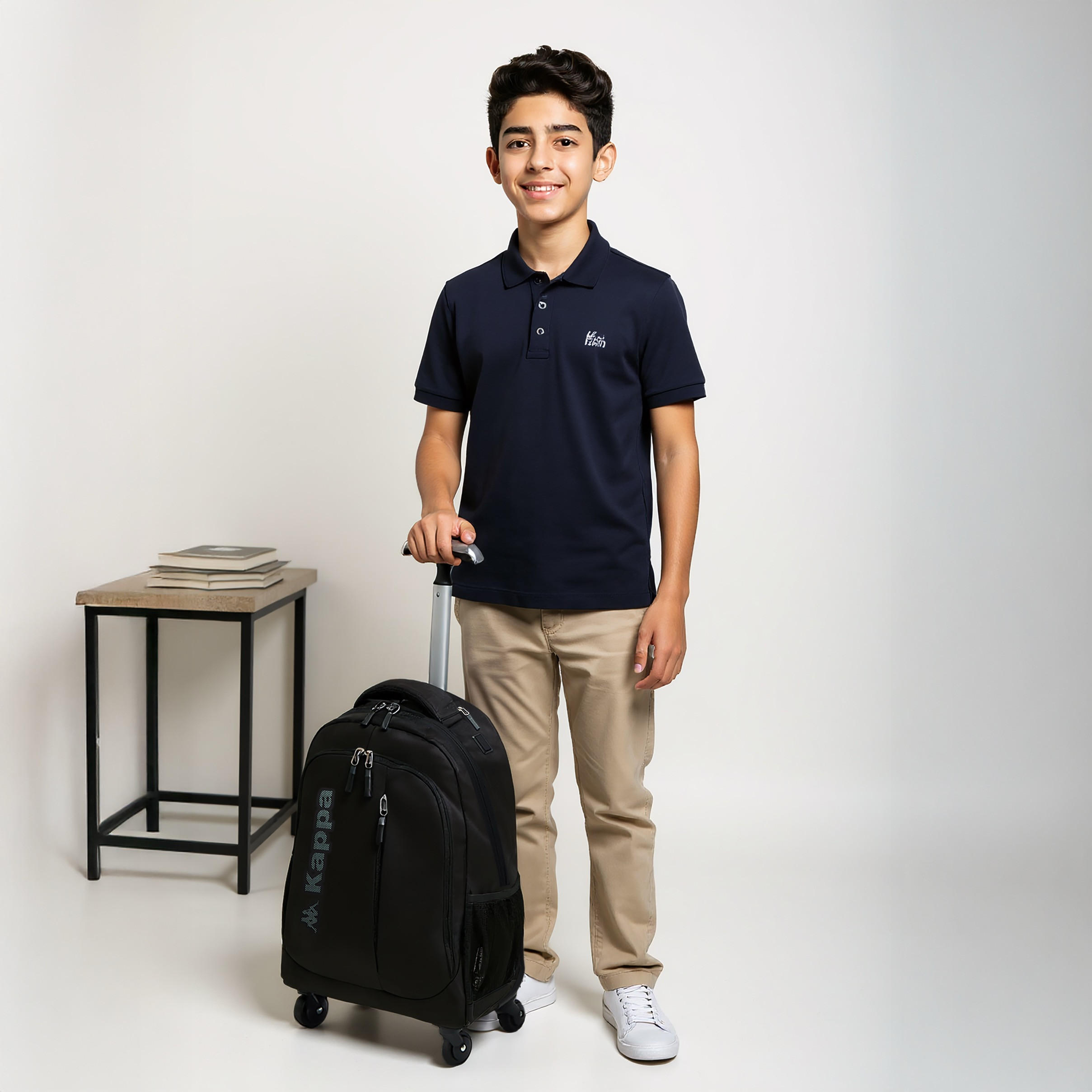 Kappa Logo Print Trolley School Backpack with Retractable Handle - 48x34x23 cm-school-bagsandbackpacks-trolleybags-image-2