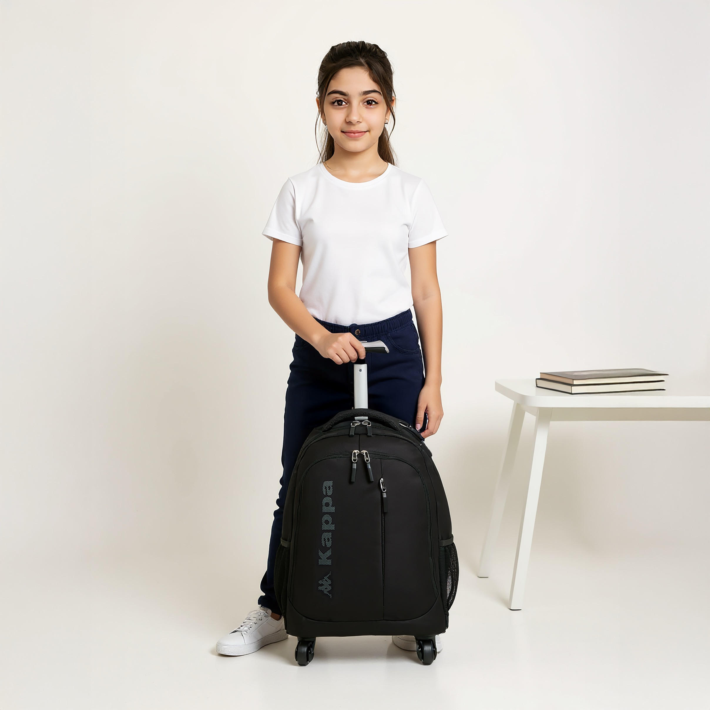 Kappa Logo Print Trolley School Backpack with Retractable Handle - 48x34x23 cm-school-bagsandbackpacks-trolleybags-image-3
