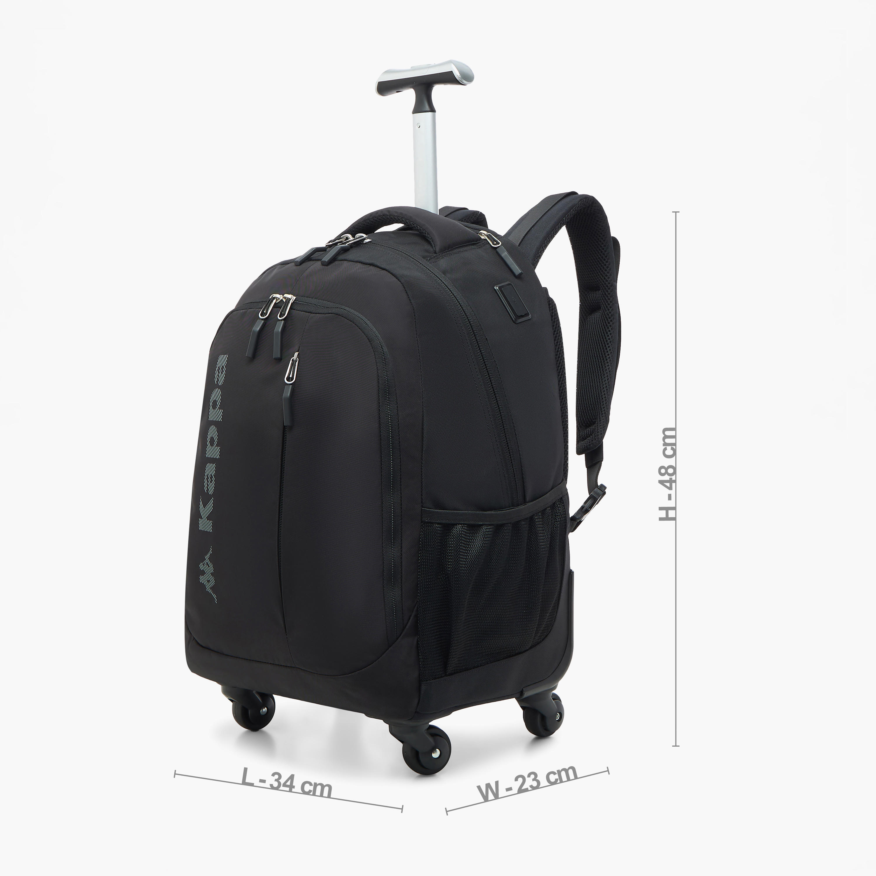 Kappa Logo Print Trolley School Backpack with Retractable Handle - 48x34x23 cm-school-bagsandbackpacks-trolleybags-image-4