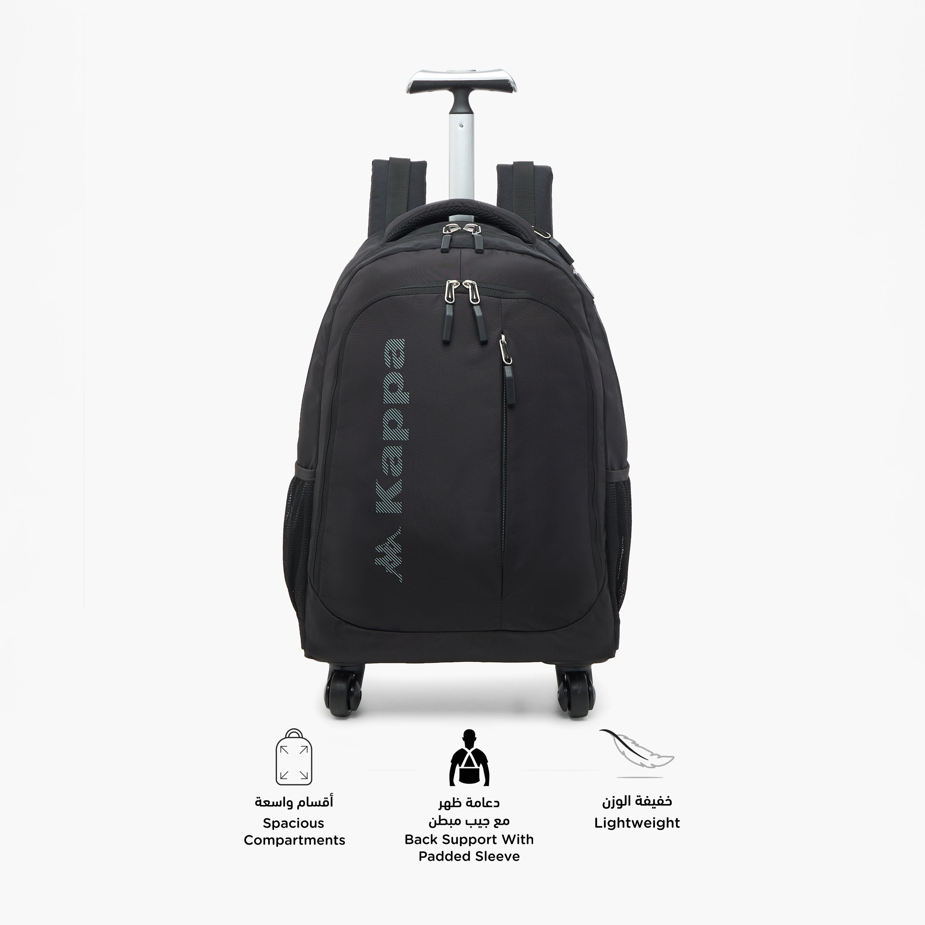 Kappa Logo Print Trolley School Backpack with Retractable Handle - 48x34x23 cm-school-bagsandbackpacks-trolleybags-image-6