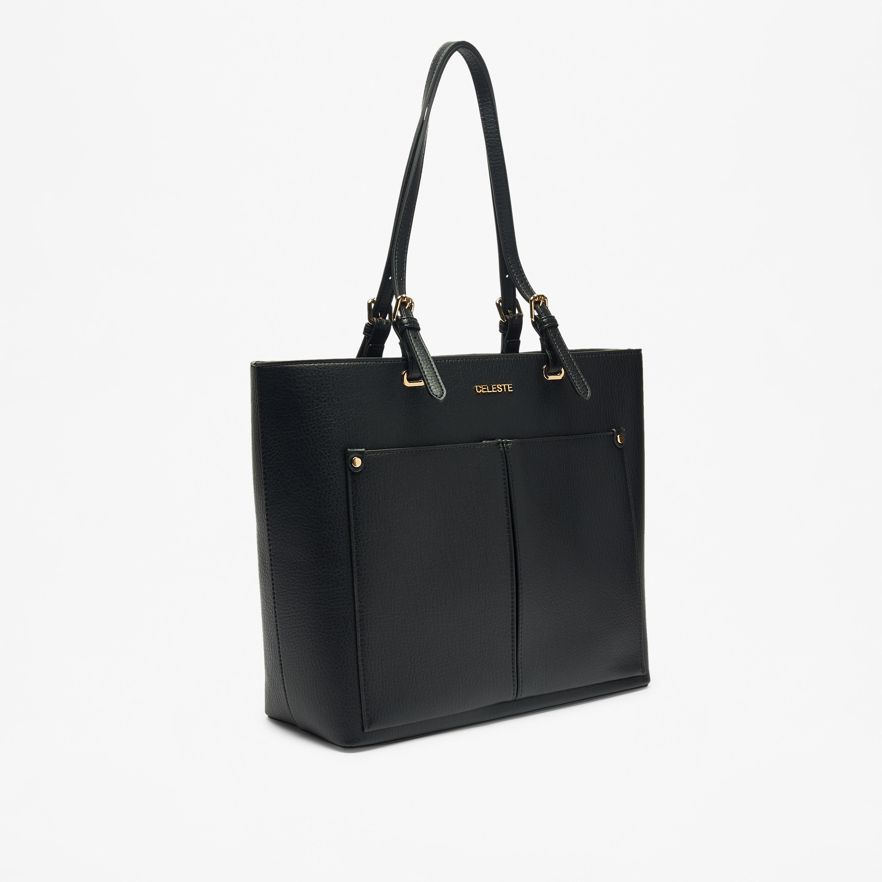 Celeste Solid Tote Bag with Zip Closure and Double Handle-women-bagsandwallets-handbags-image-2