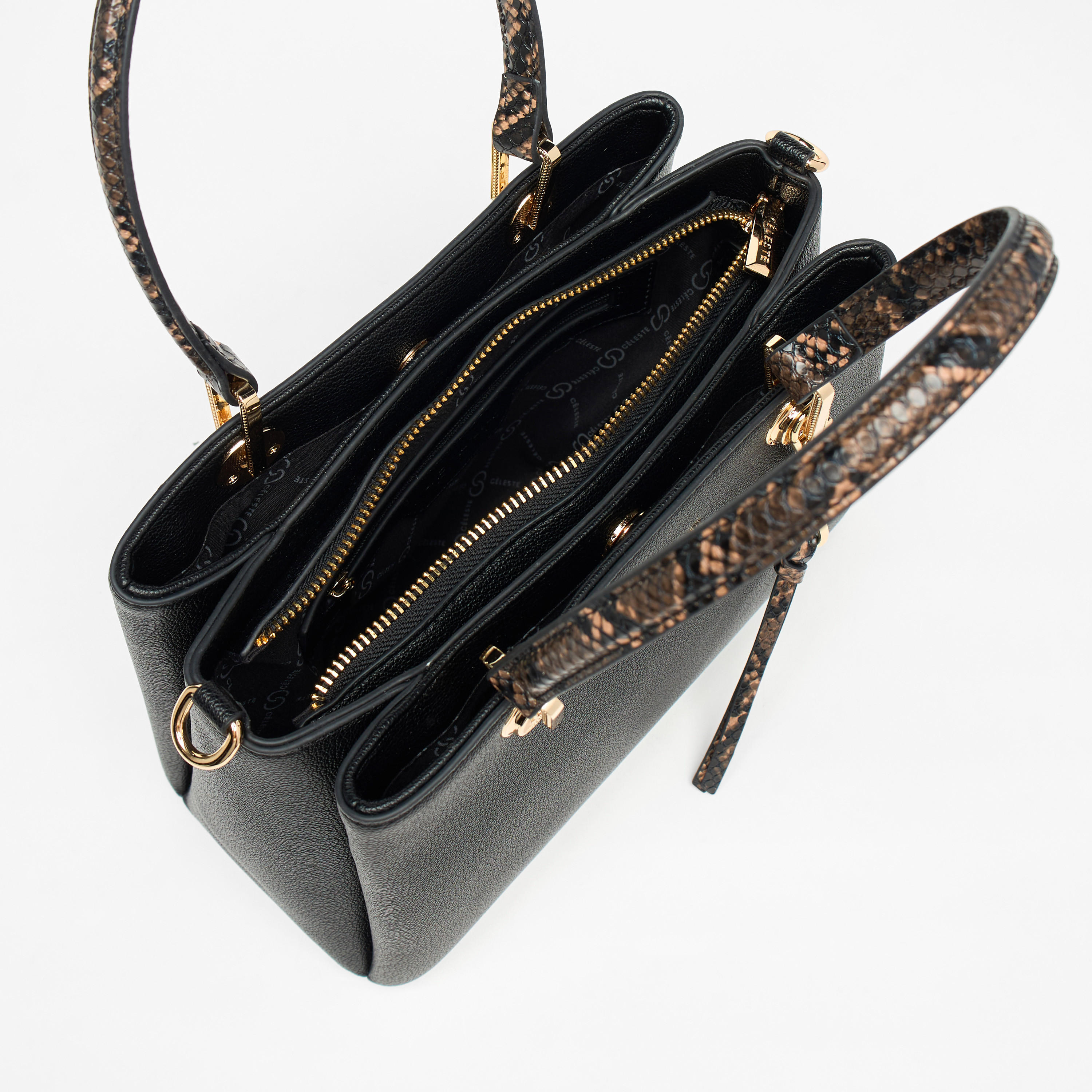 Celeste Solid Tote Bag with Detachable Strap and Zip Closure-women-bagsandwallets-handbags-image-4