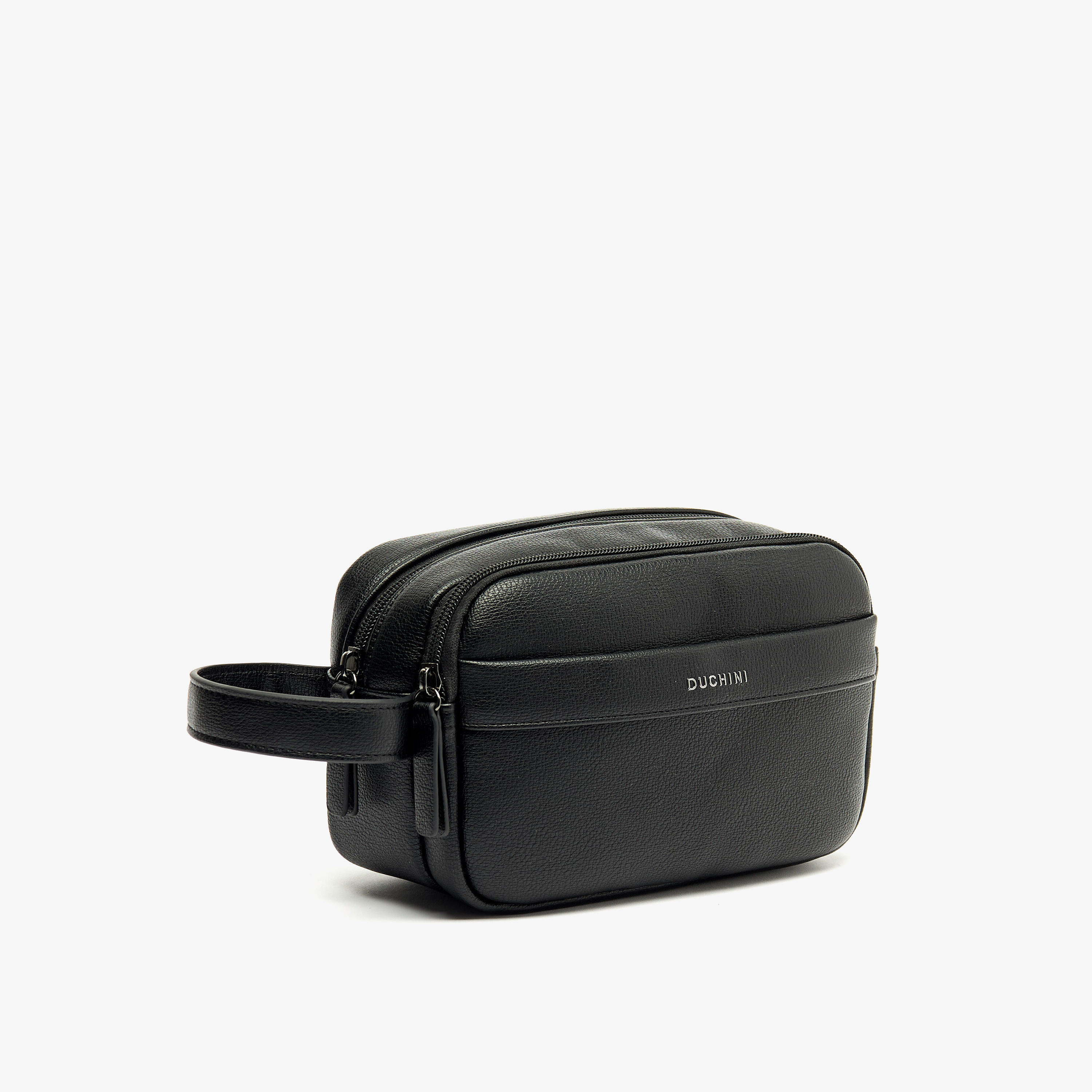 Duchini Solid Pouch with Zip Closure and Wristlet Strap-men-bags-image-2