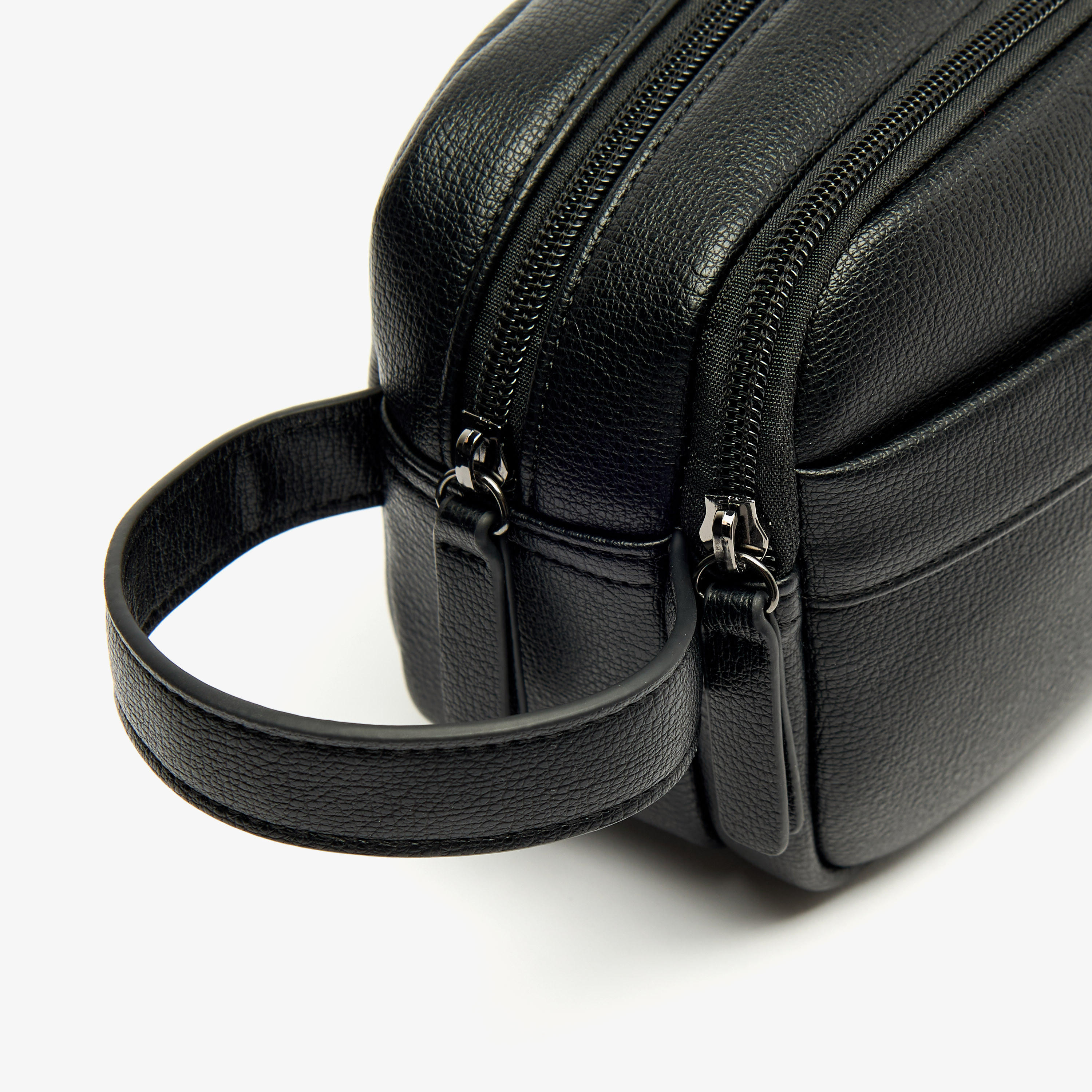 Duchini Solid Pouch with Zip Closure and Wristlet Strap-men-bags-image-3