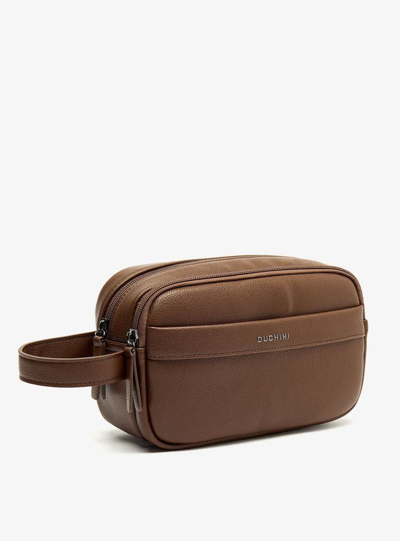 Duchini Solid Pouch with Zip Closure and Wristlet Strap-men-bags-image-2