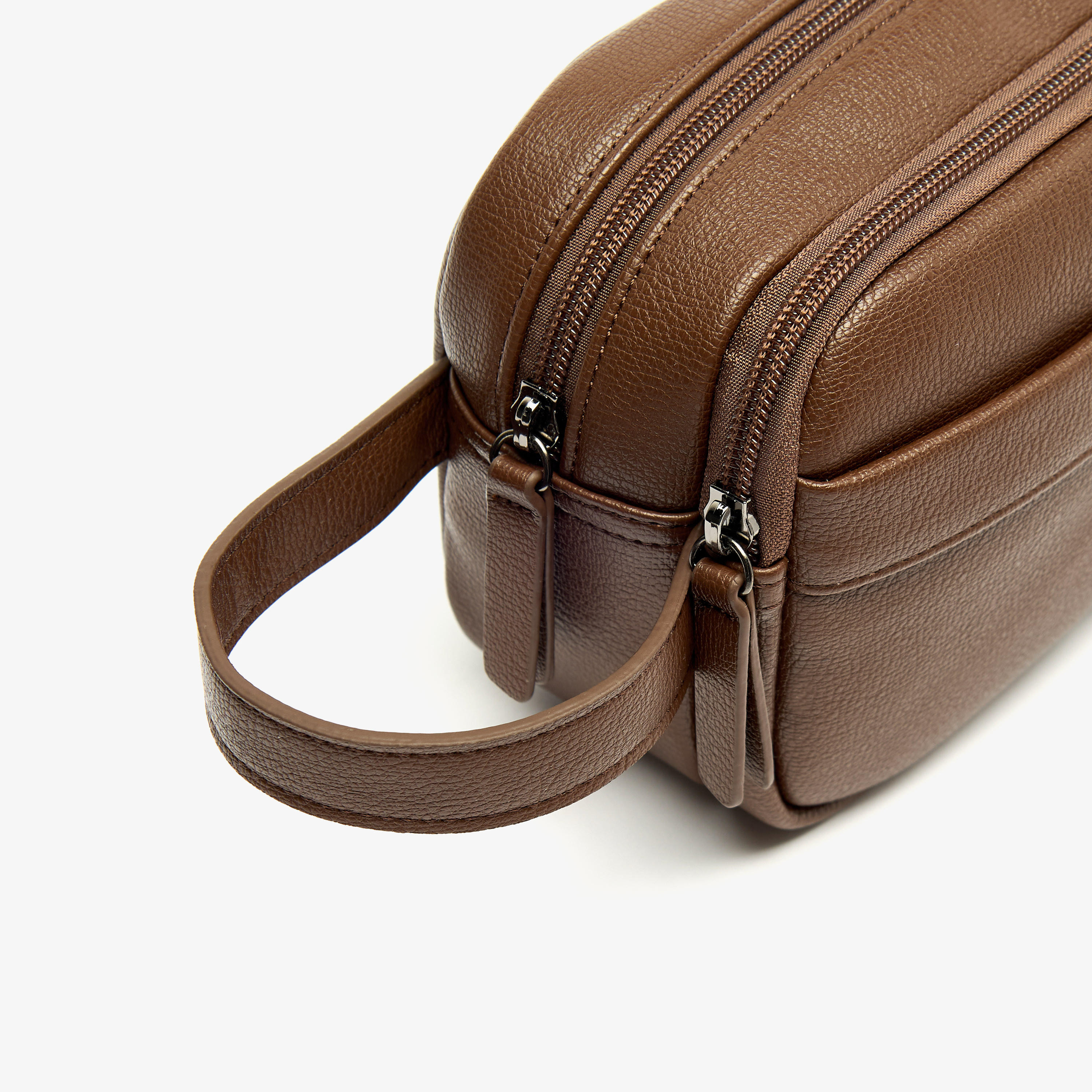 Duchini Solid Pouch with Zip Closure and Wristlet Strap-men-bags-image-3