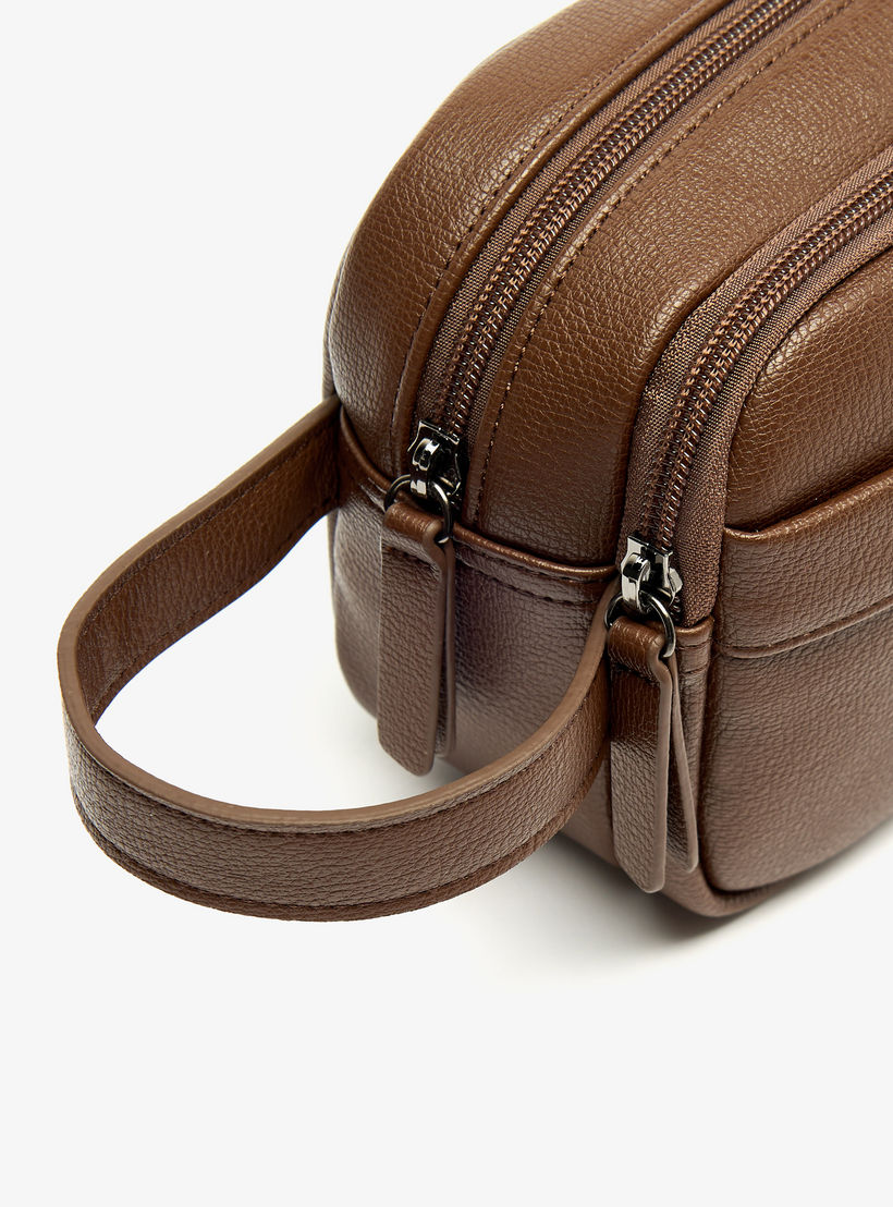 Duchini Solid Pouch with Zip Closure and Wristlet Strap-men-bags-image-3