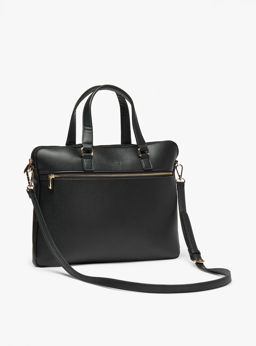 Missy Solid Laptop Bag with Detachable Strap and Zip Closure-women-bagsandwallets-handbags-image-2