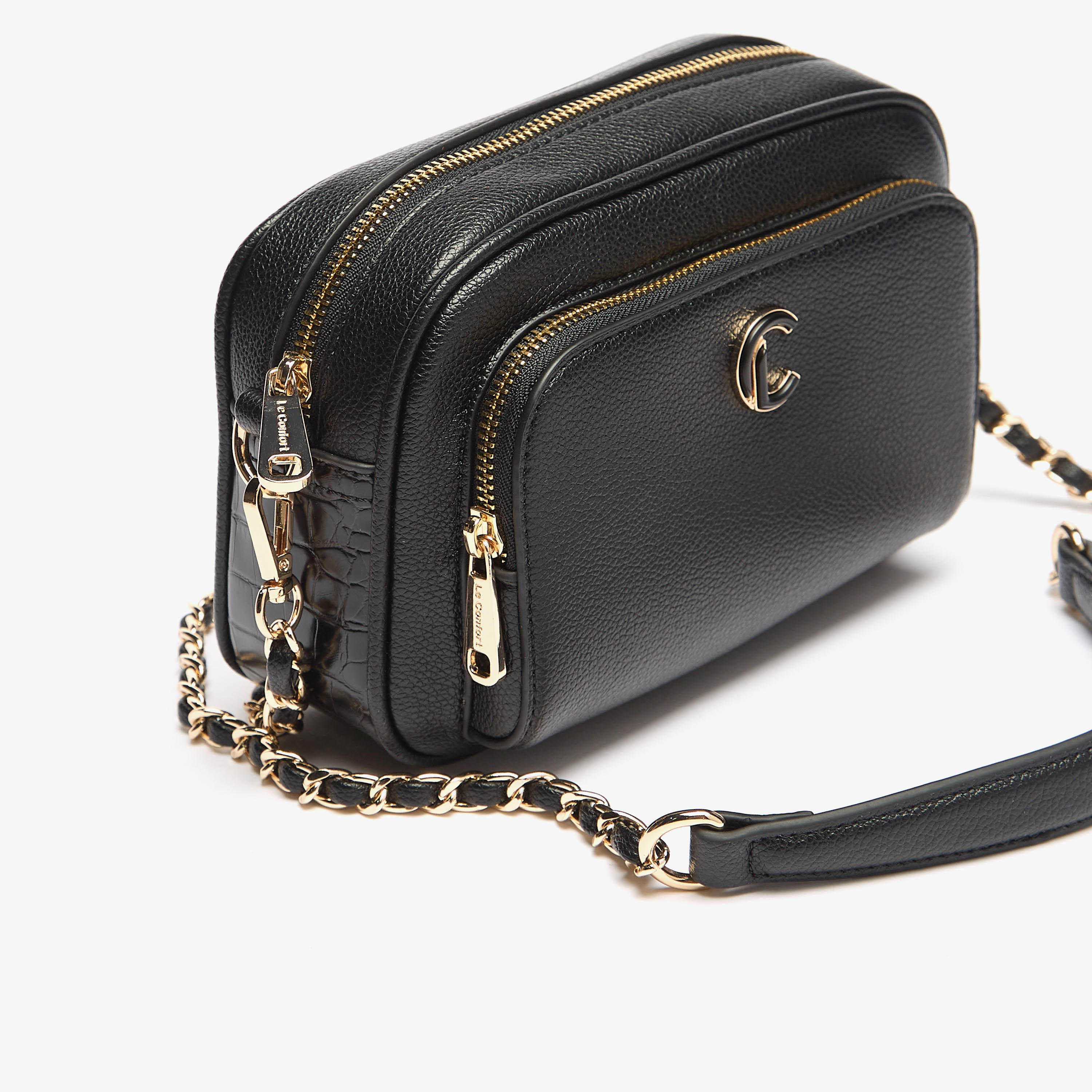 Le Confort Textured Crossbody Bag with Chain Strap-women-bagsandwallets-handbags-image-4