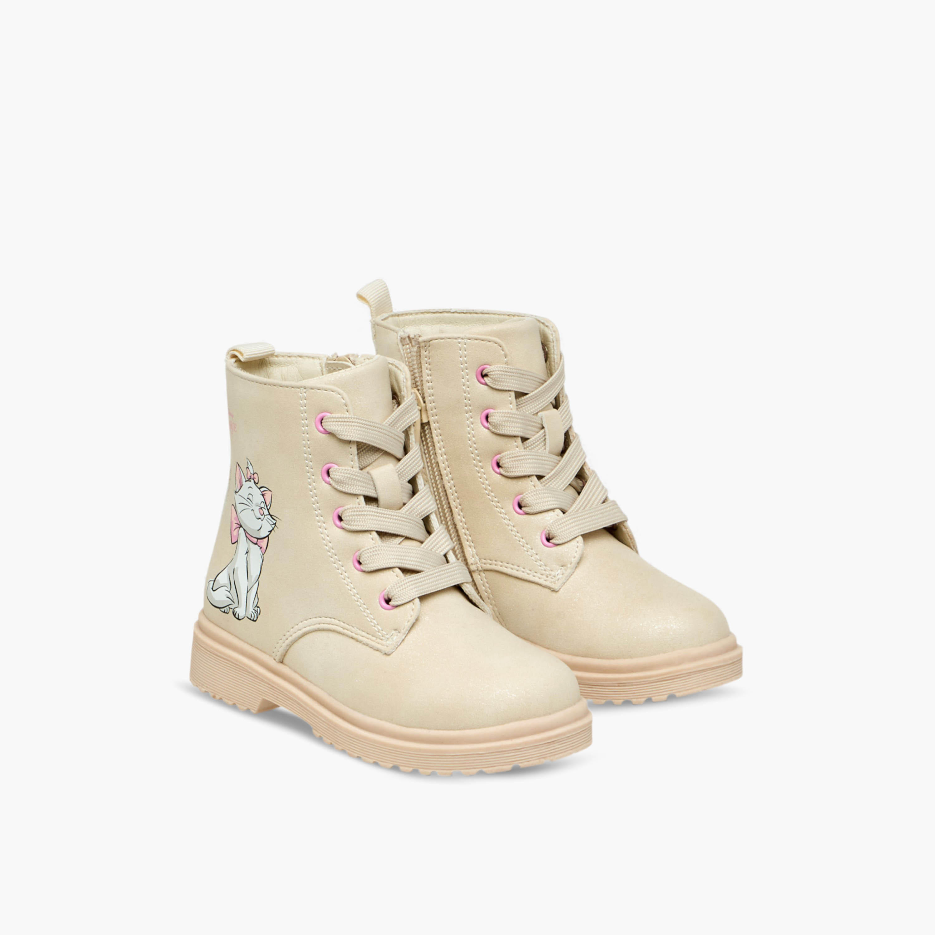 Disney Marie Print Ankle Boots with Zip Closure and Pull Tab-girls-shoes-boots-image-1