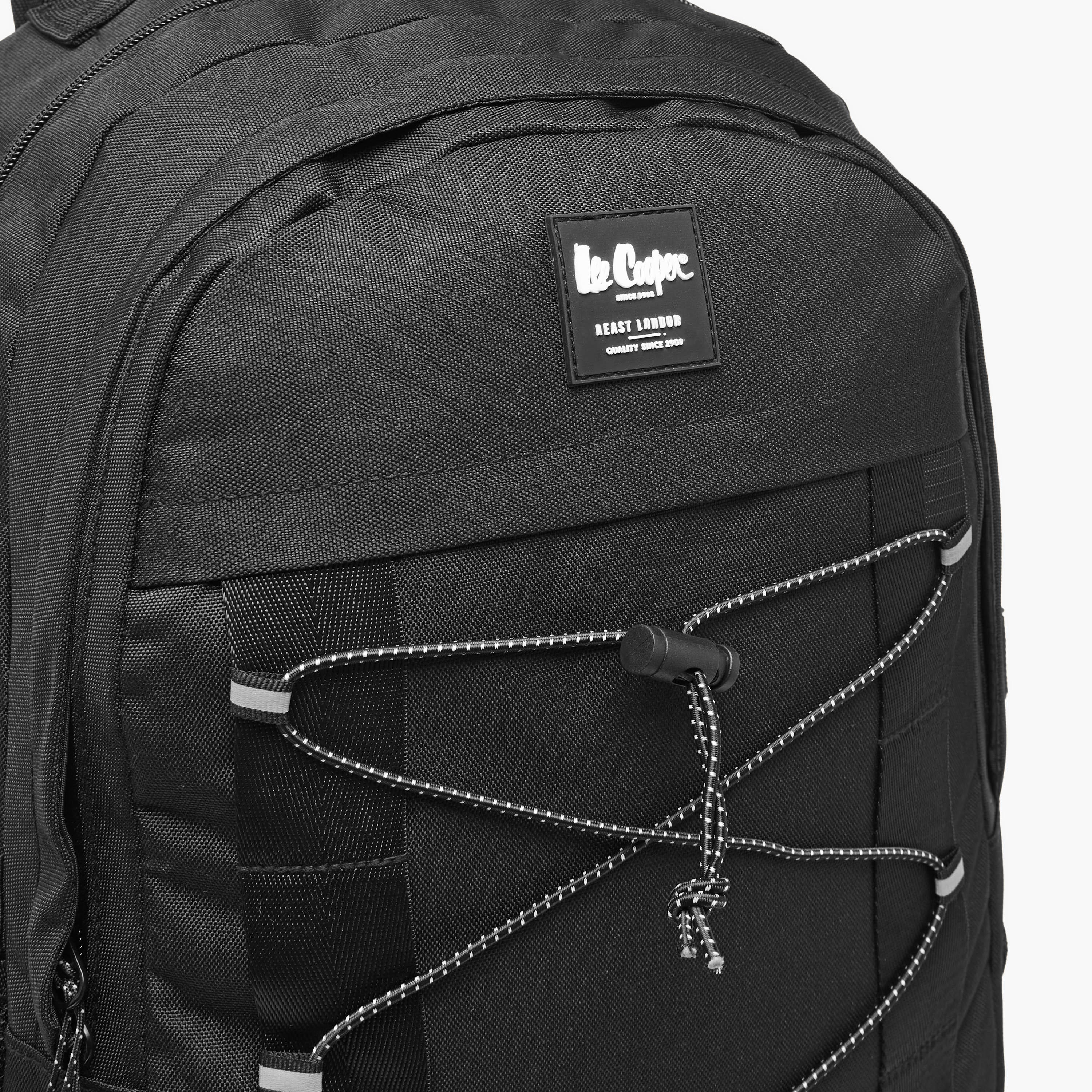 شنطة ظهر بشعار مطرز مع أحزمة قابلة للتعديل وسحاب من لي كوبر - 14x31x46 سم-travel-luggagesandbags-backpacks-image-4