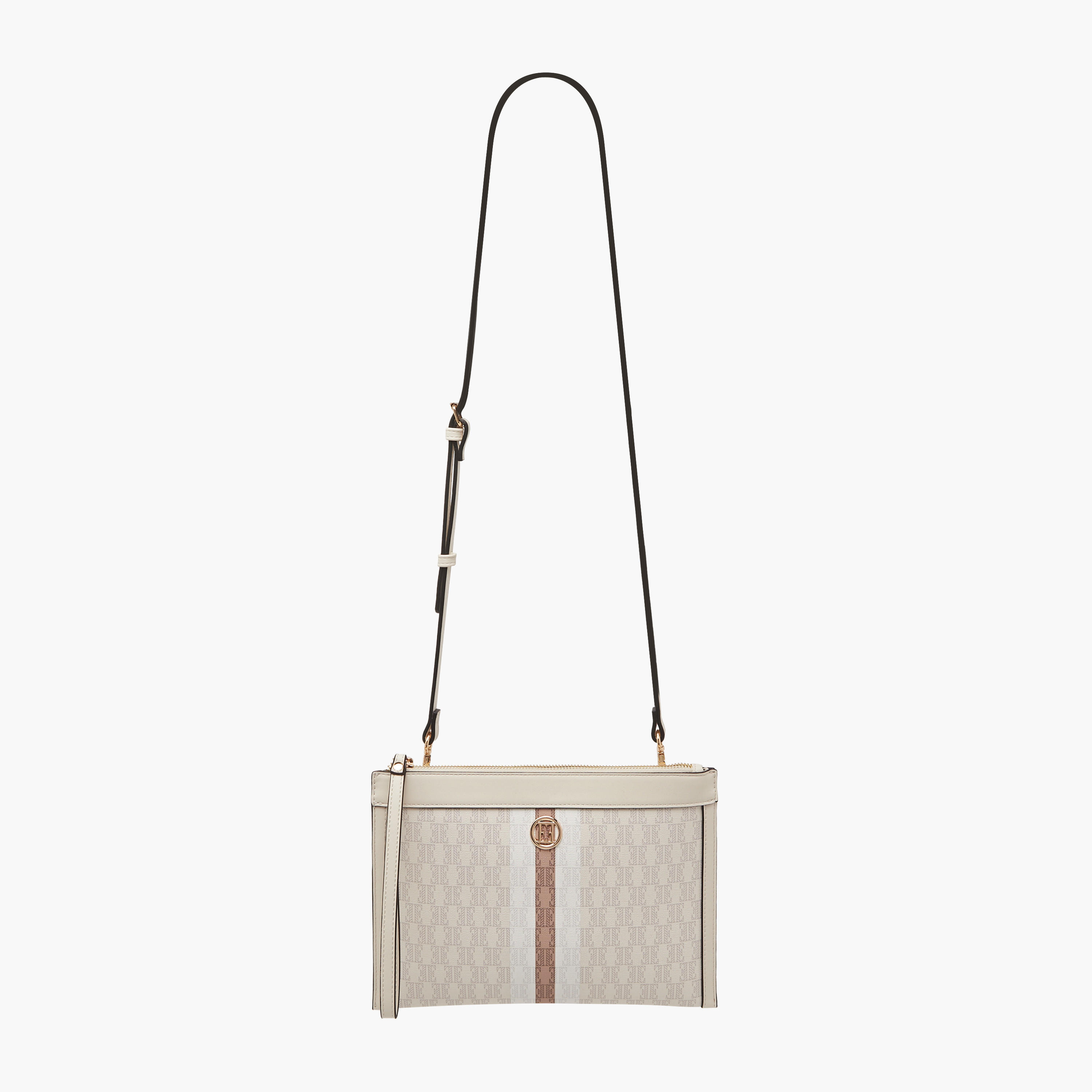 Elle Monogram Textured Crossbody Bag with Adjustable Strap-women-bagsandwallets-handbags-image-2