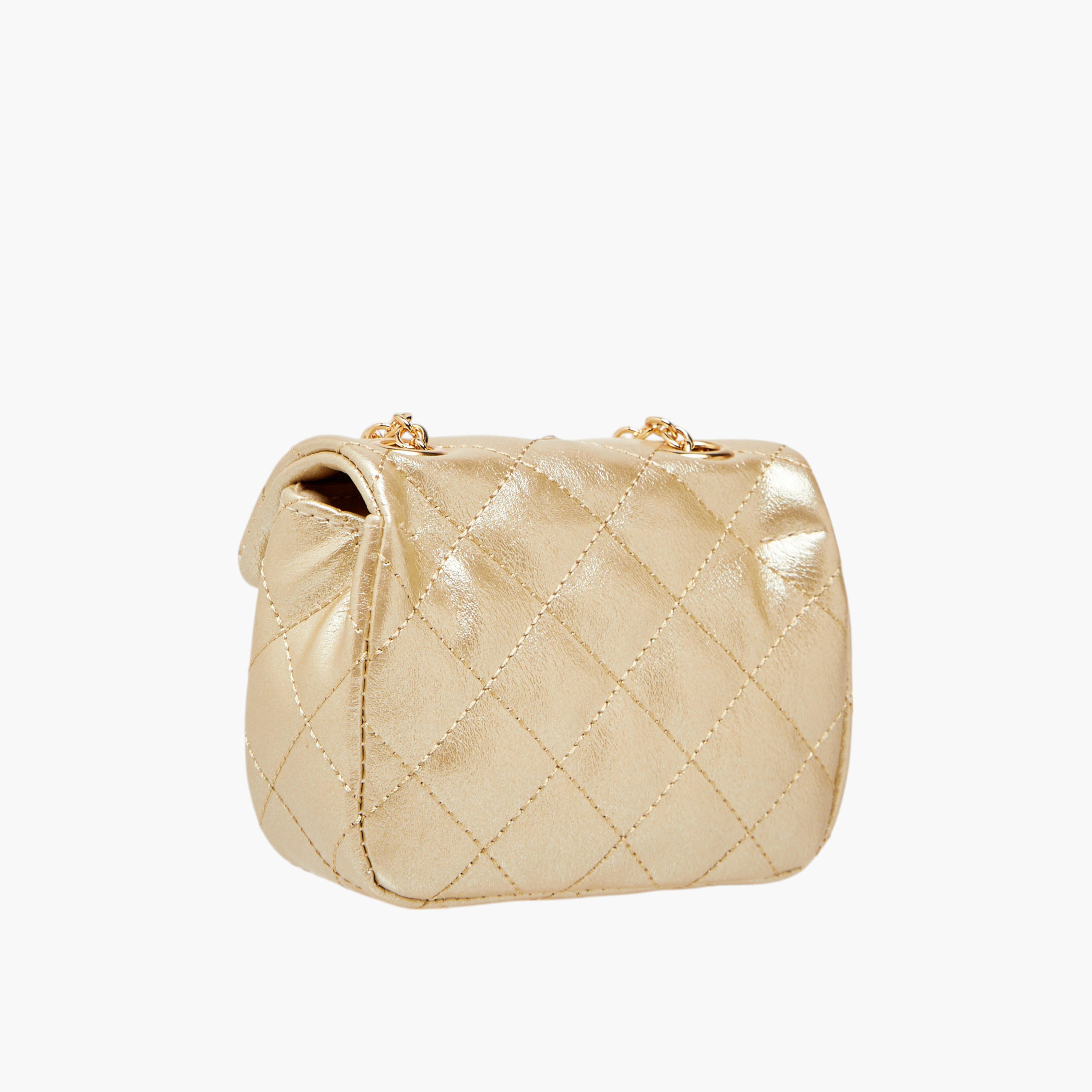 شنطة كروس بودي مزينة بحزام سلسلة وزر إغلاق من ليتل ميسي-girls-accessories-bags-image-3