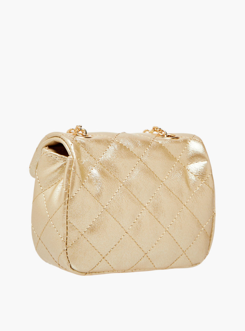 شنطة كروس بودي مزينة بحزام سلسلة وزر إغلاق من ليتل ميسي-girls-accessories-bags-image-3
