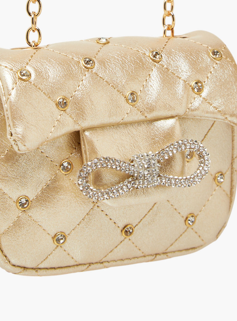 شنطة كروس بودي مزينة بحزام سلسلة وزر إغلاق من ليتل ميسي-girls-accessories-bags-image-4