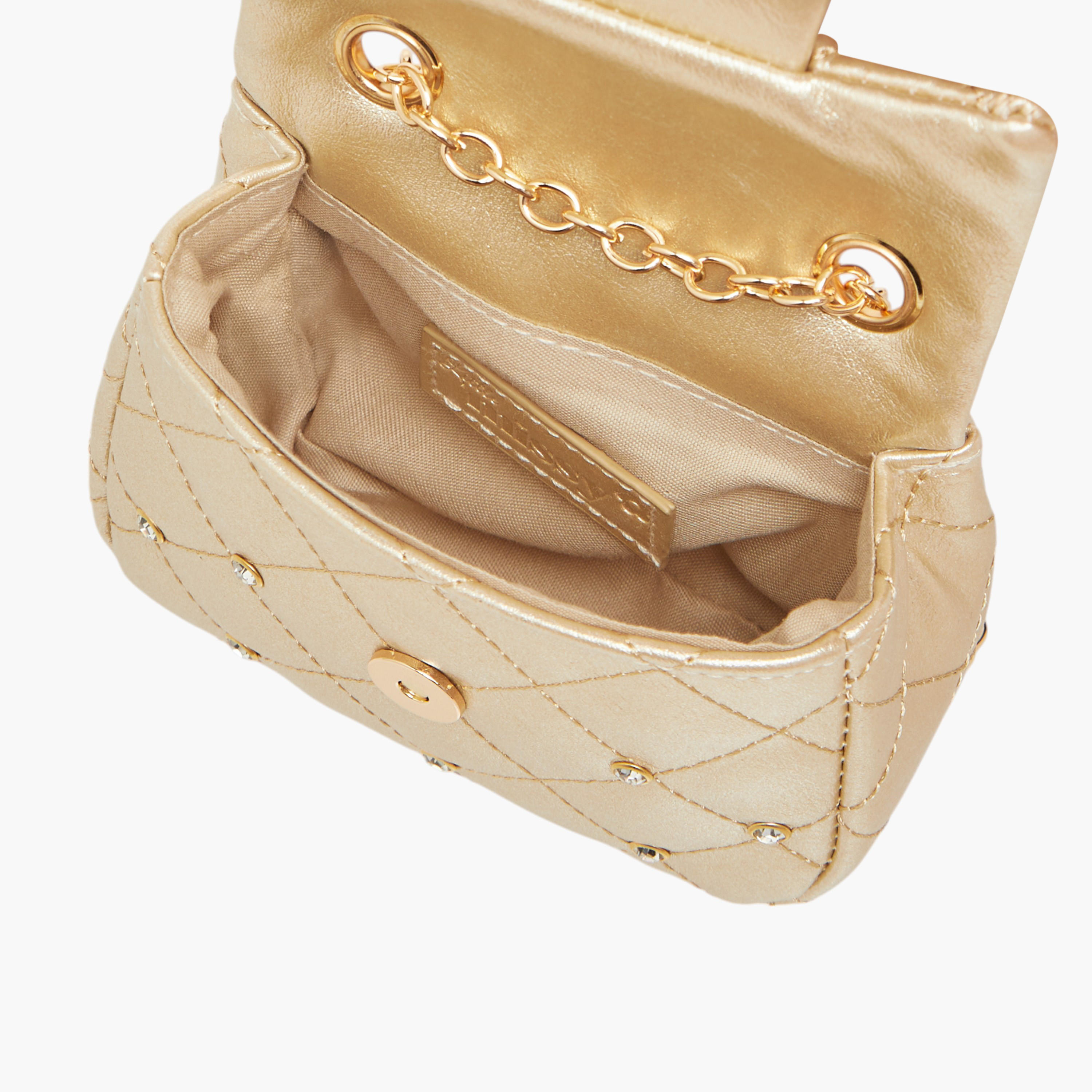 شنطة كروس بودي مزينة بحزام سلسلة وزر إغلاق من ليتل ميسي-girls-accessories-bags-image-6