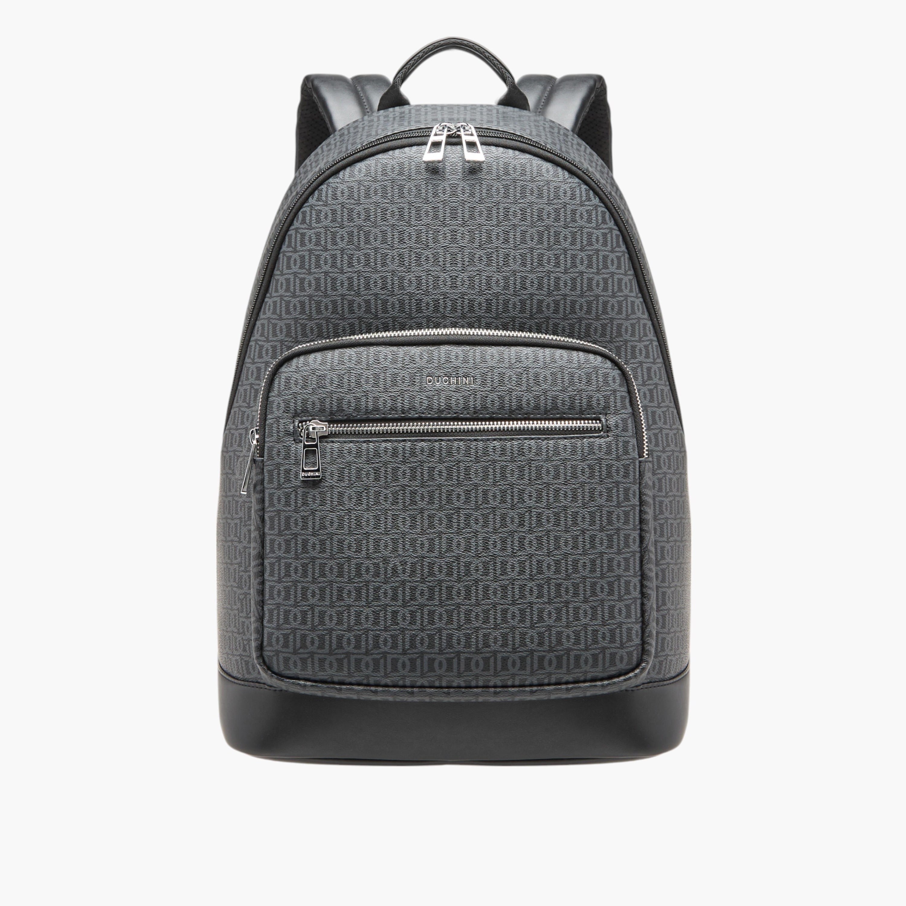 Duchini Monogram Print Backpack with Zip Closure and Laptop Compartment - 31x43x17 cm-women-bagsandwallets-backpacks-image-1