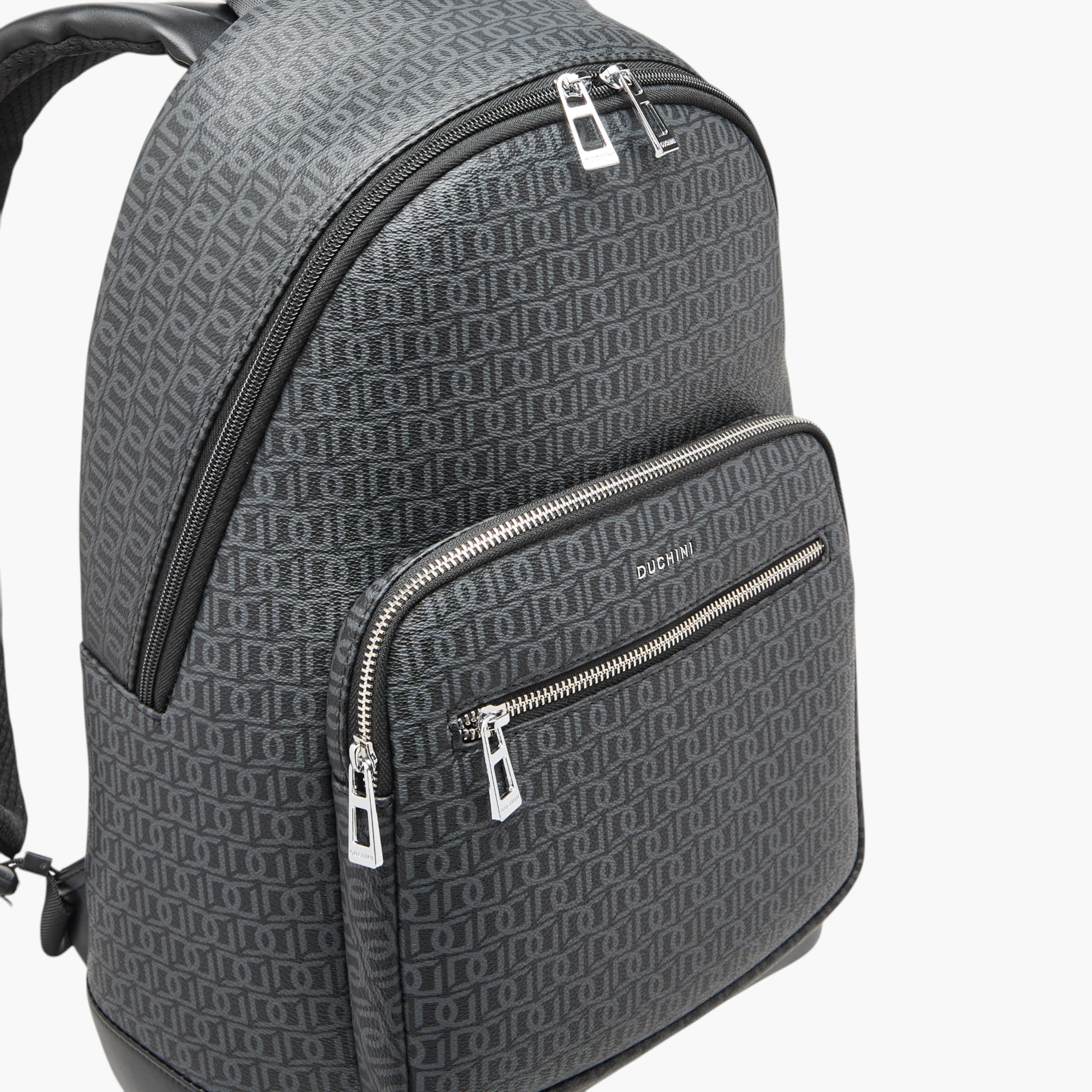 Duchini Monogram Print Backpack with Zip Closure and Laptop Compartment - 31x43x17 cm-women-bagsandwallets-backpacks-image-5